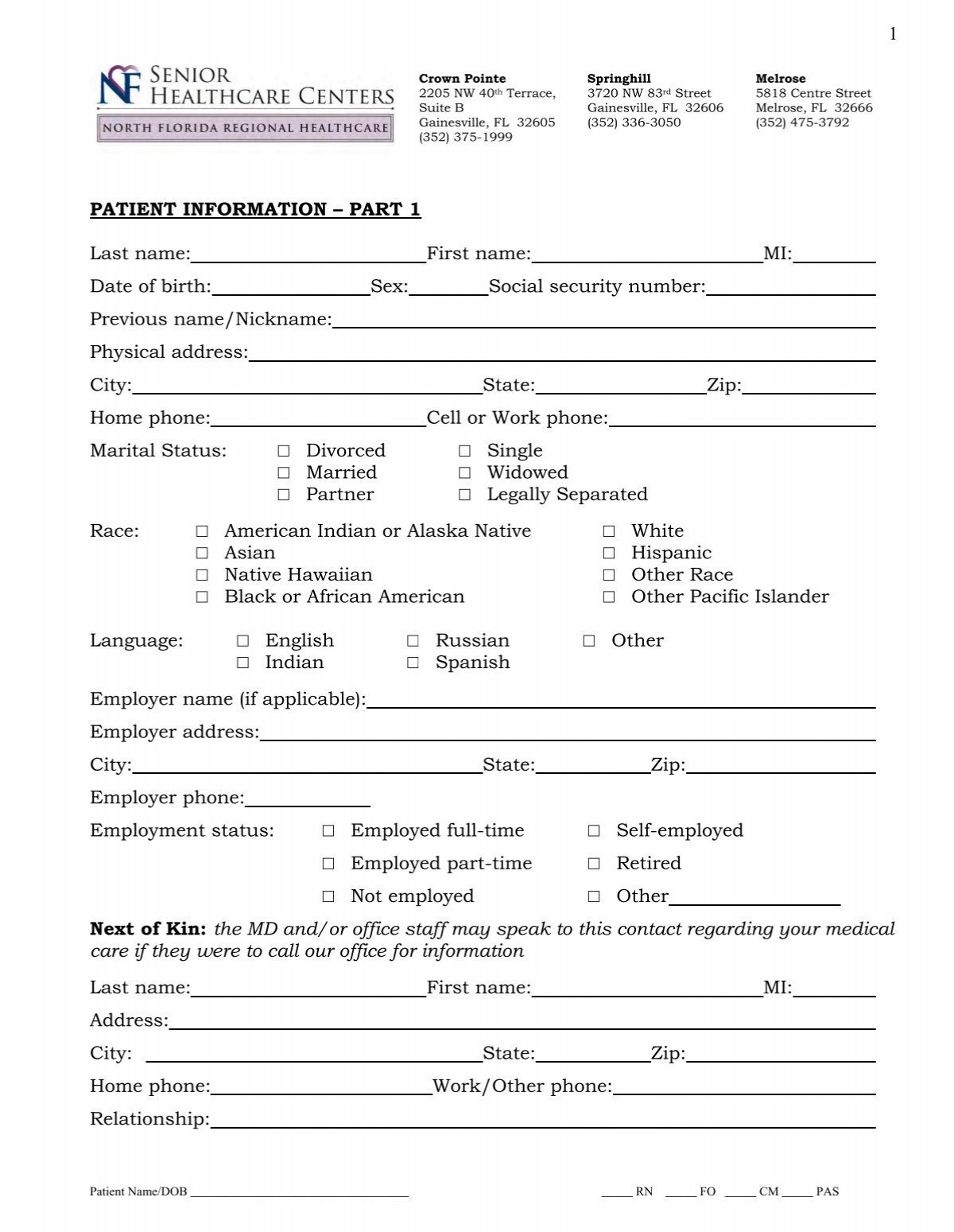 Blank Tb Test Form Printable