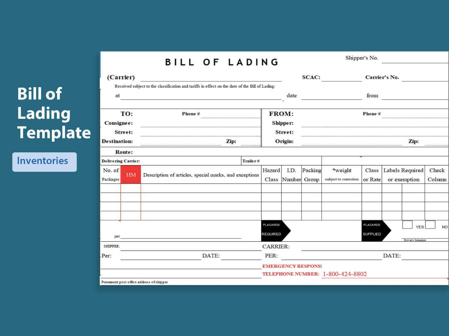 Printable Template Bill Of Lading Form
