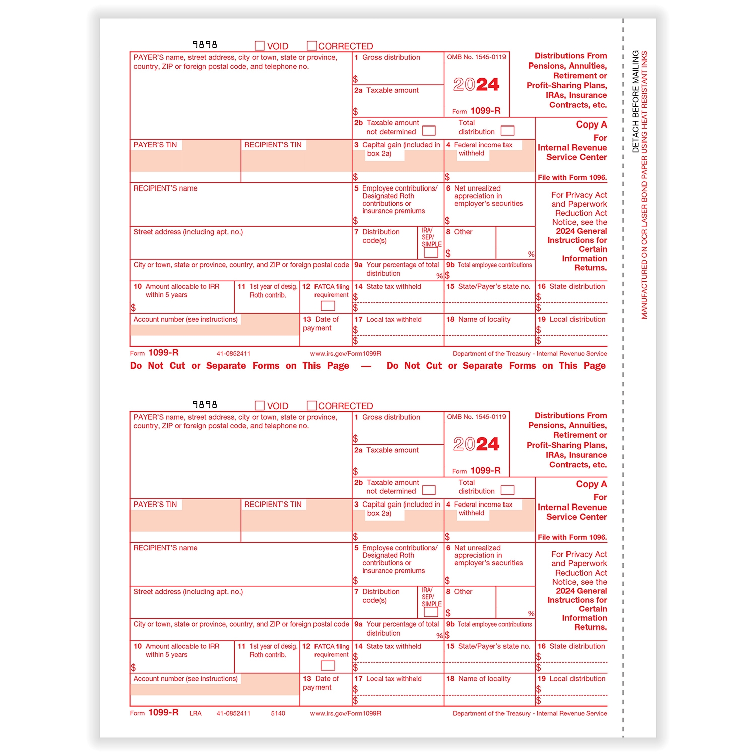 1099 R 2 Up Federal Copy A Formstax