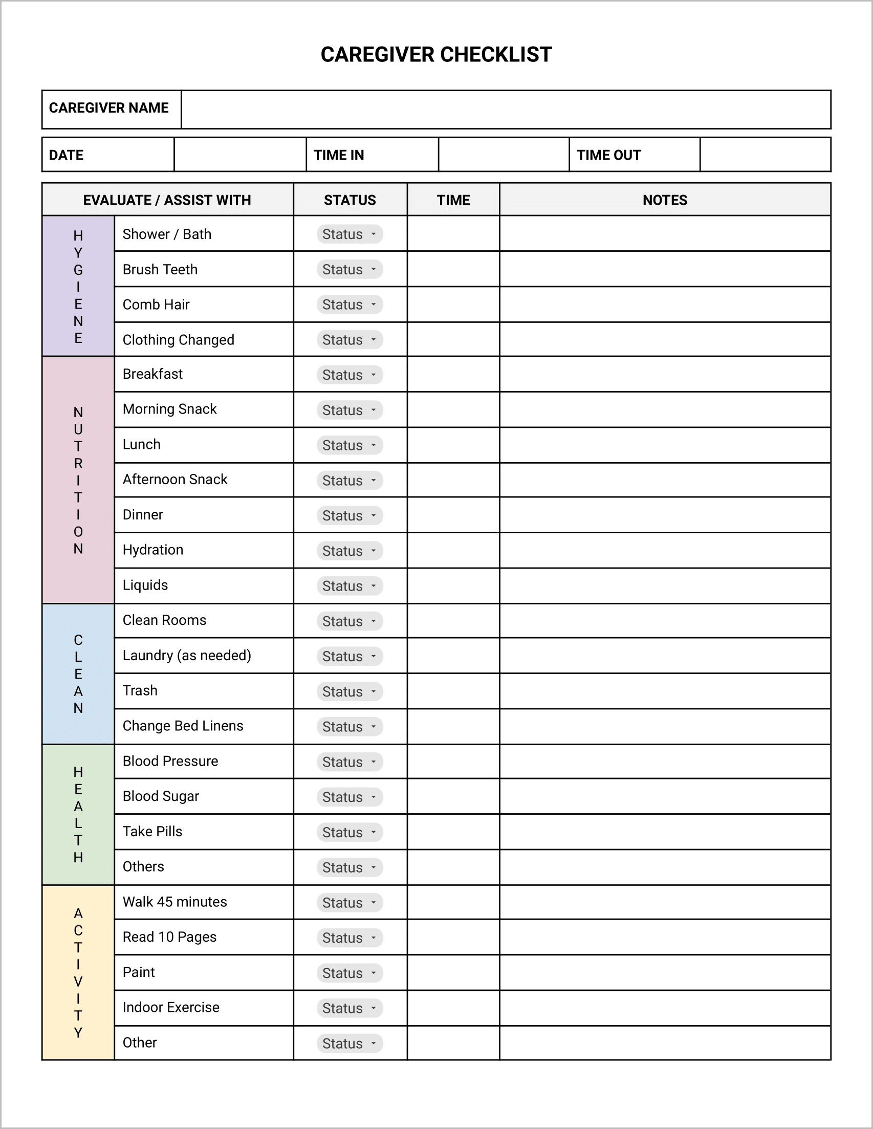 11 Must Have Free Caregiver Forms No Sign Up Required 