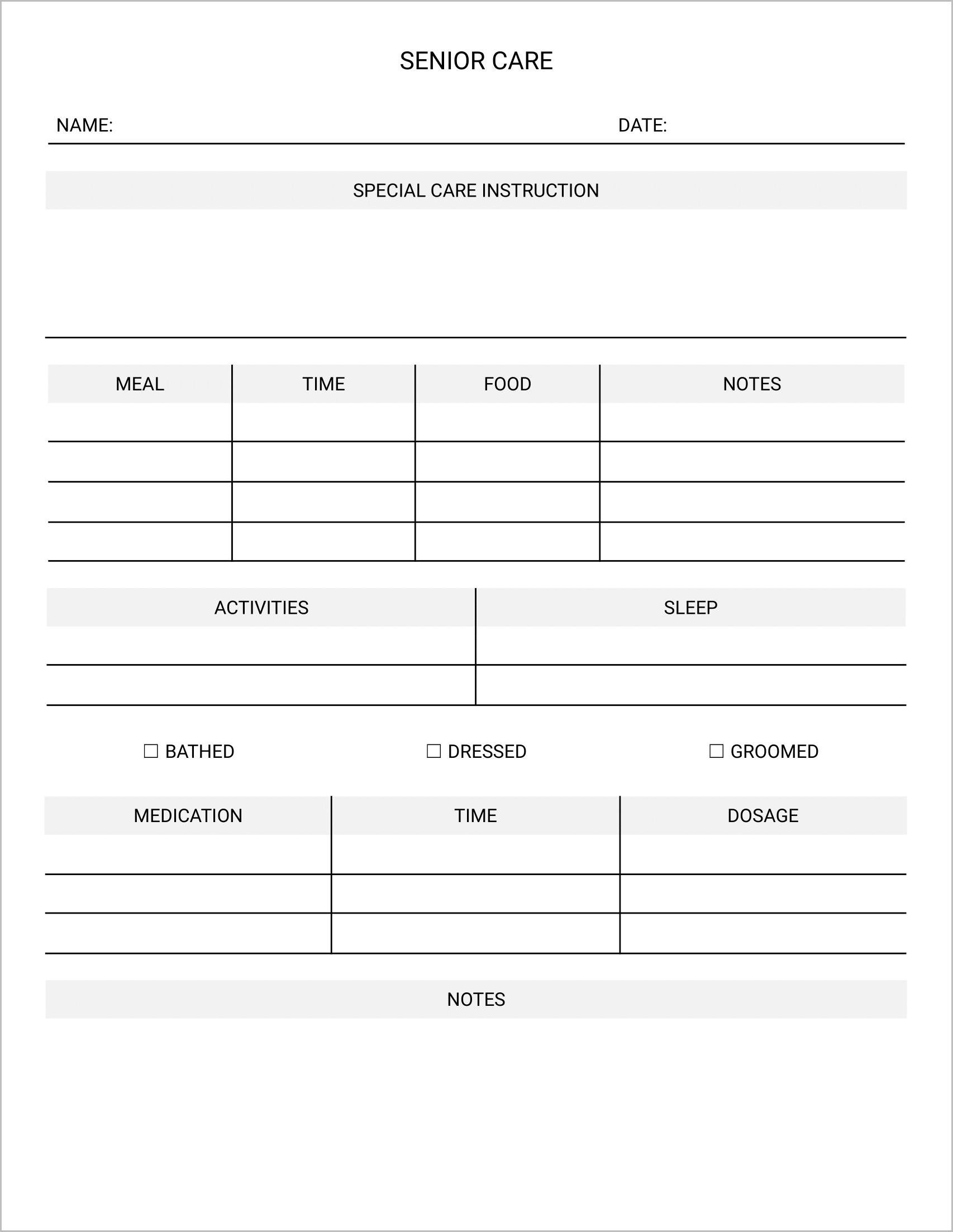 11 Must Have Free Caregiver Forms No Sign Up Required 