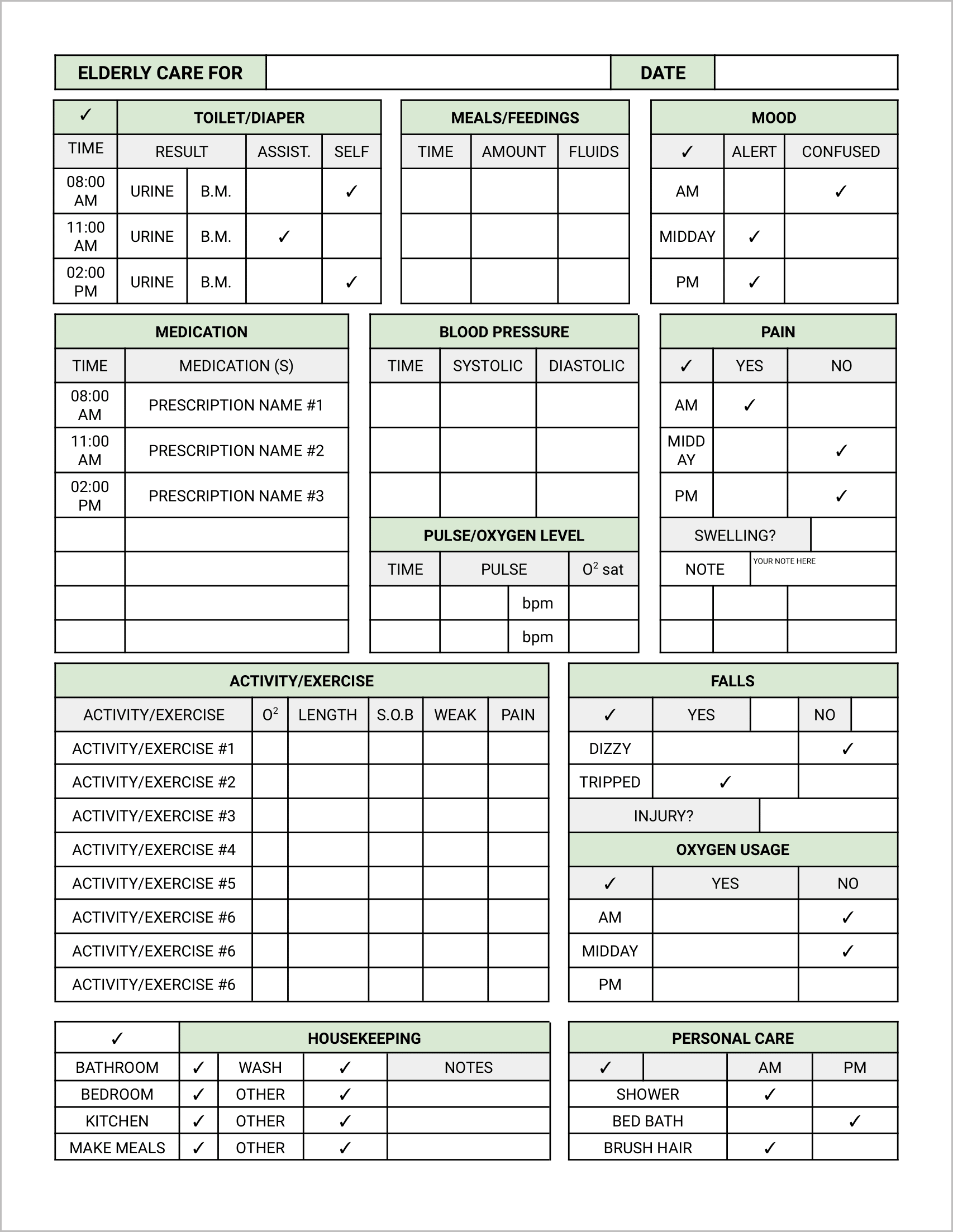 Free Printable Caregiver Forms