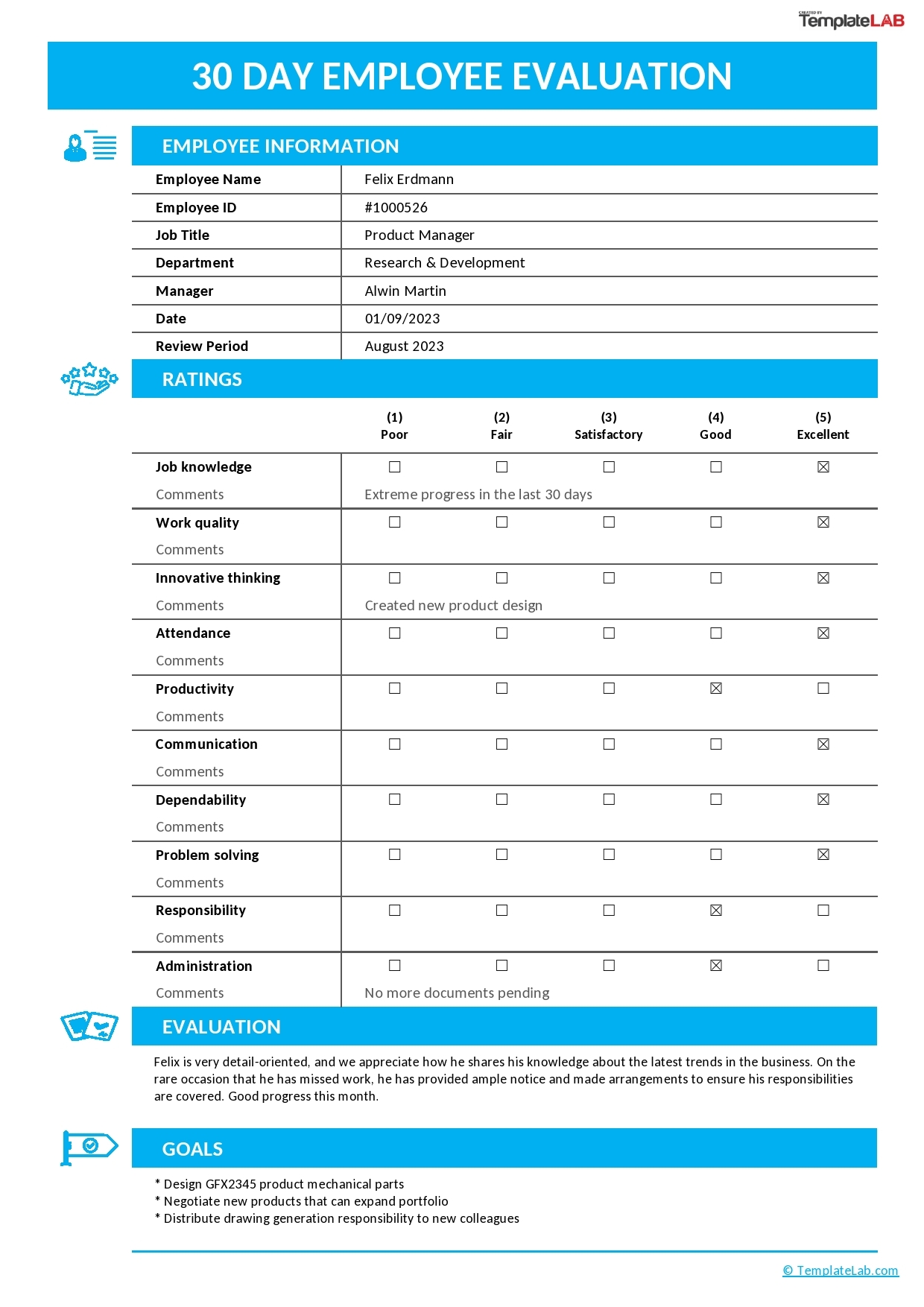 12 Perfect Employee Evaluation Templates FREE TemplateLab