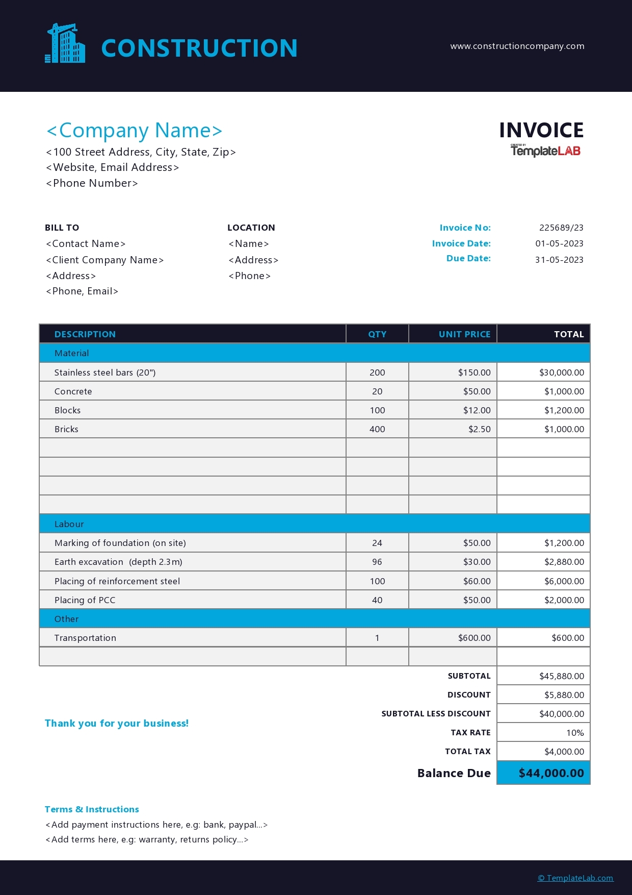 15 Printable Free Invoice Templates Excel Doc PDF 