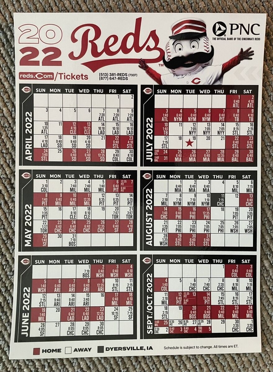 2022 Cincinnati Reds Magnetic Schedule Good Pre owned Condition EBay