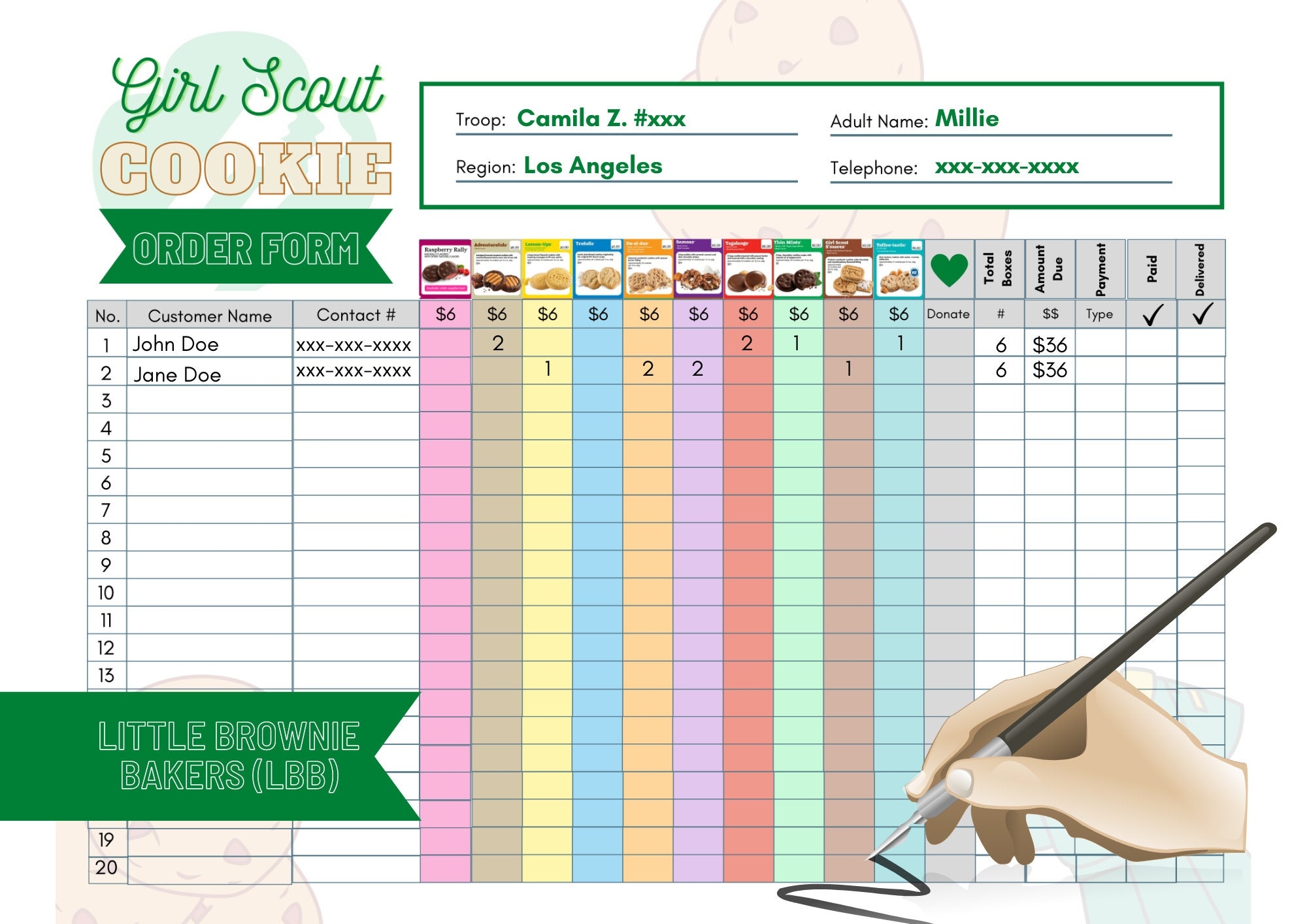 Girl Scout Cookie Order Form 2025 Printable