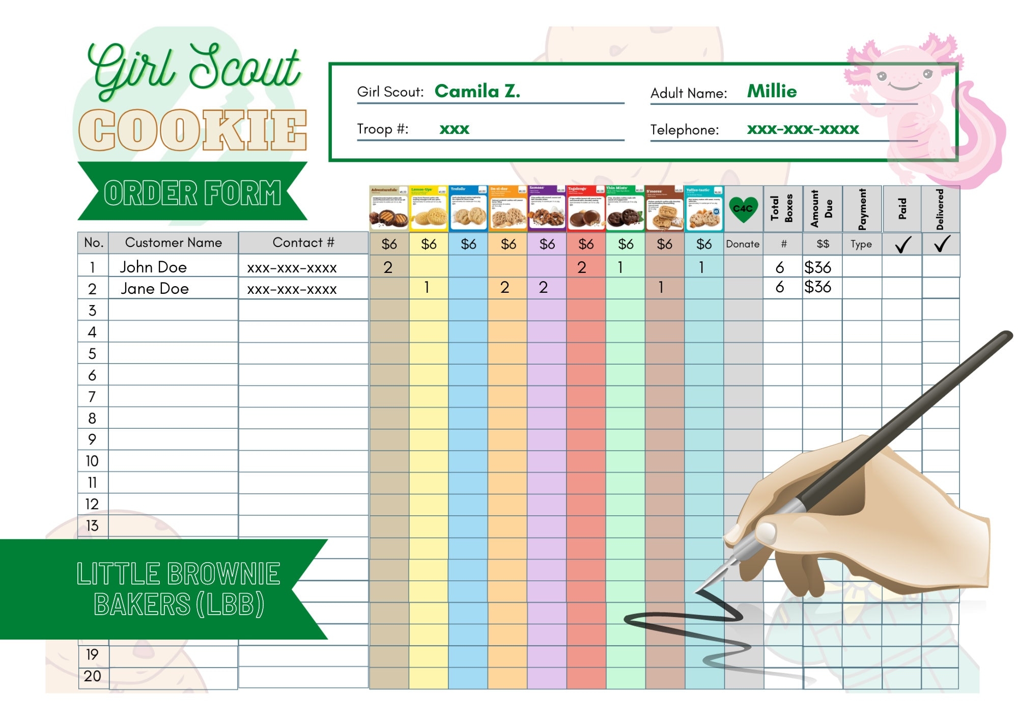 Printable Girl Scout Cookie Order Form 2025