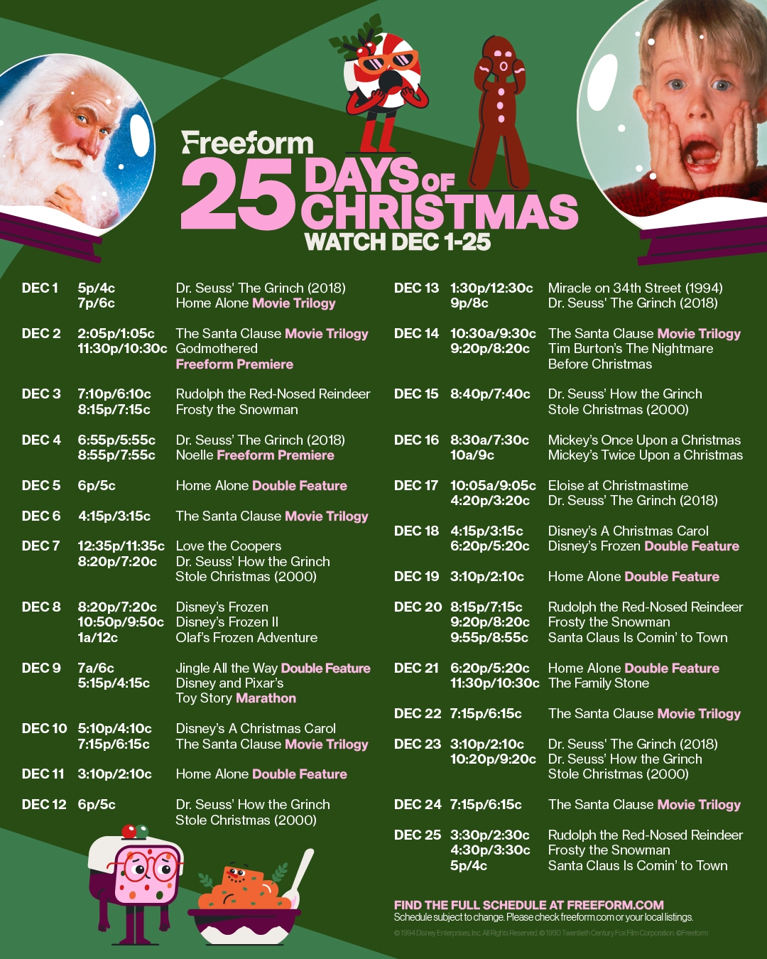 25 Days Of Christmas Freeform Schedule 2023 Our Magical Disney Moments