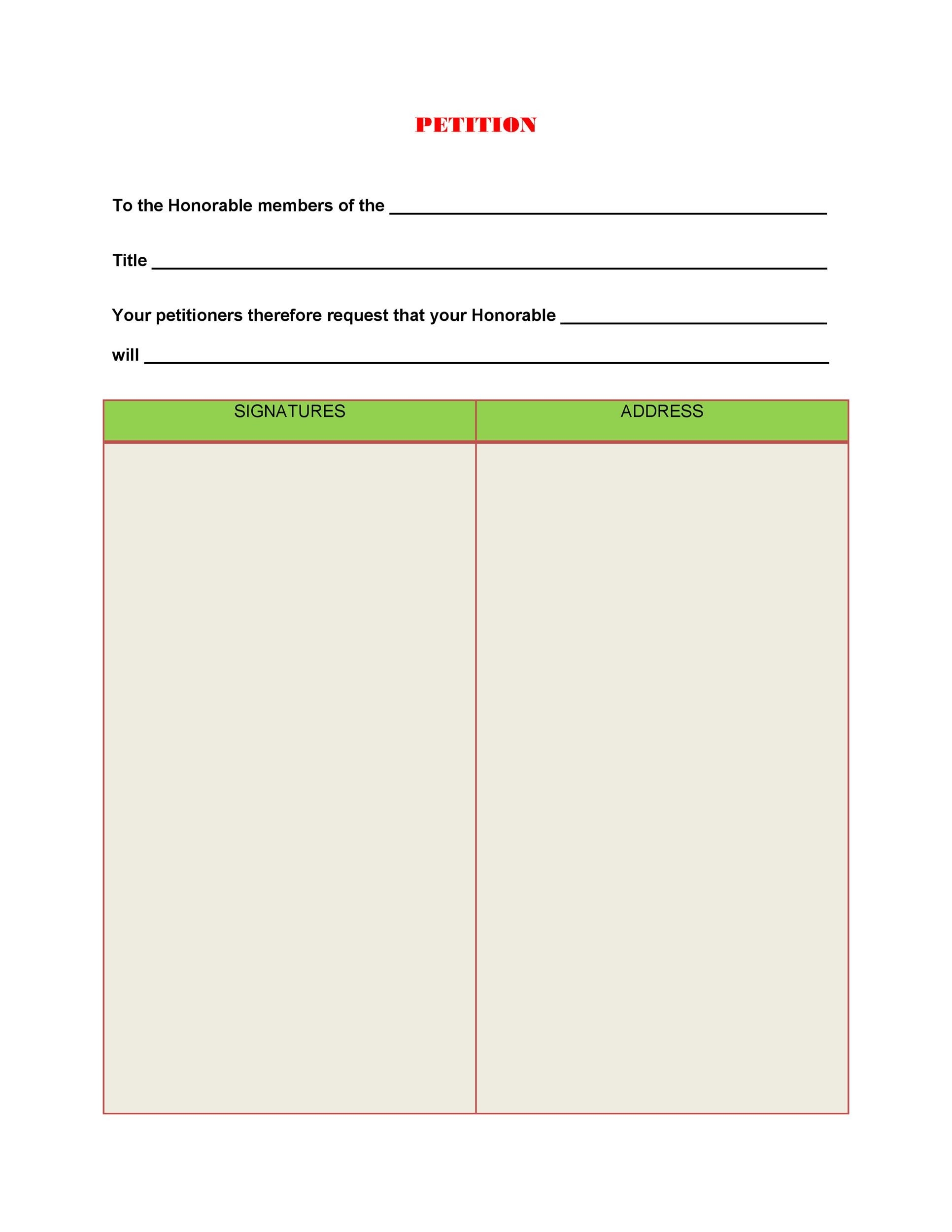Printable Petition Form