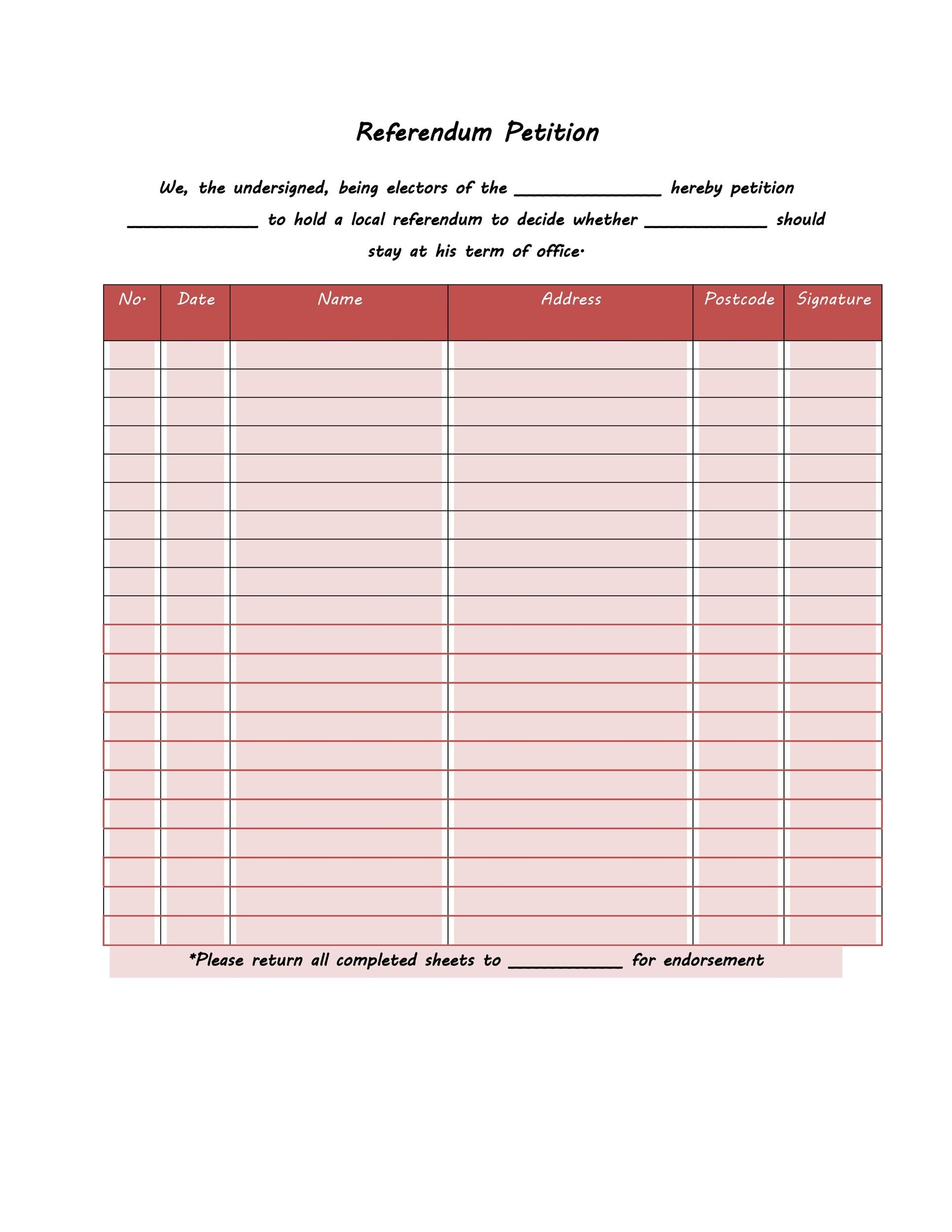 Printable Blank Petition Form