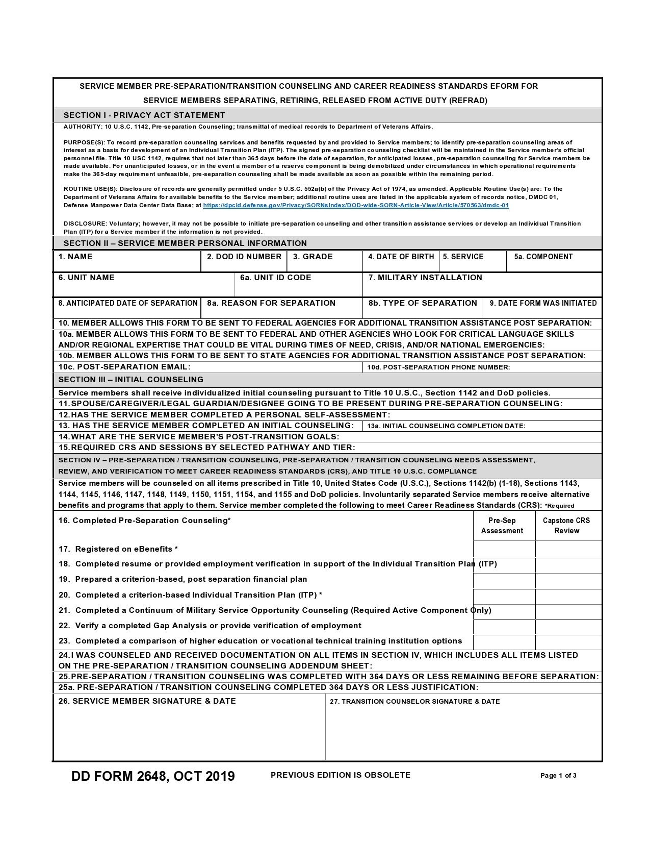 Da Form 31 Printable