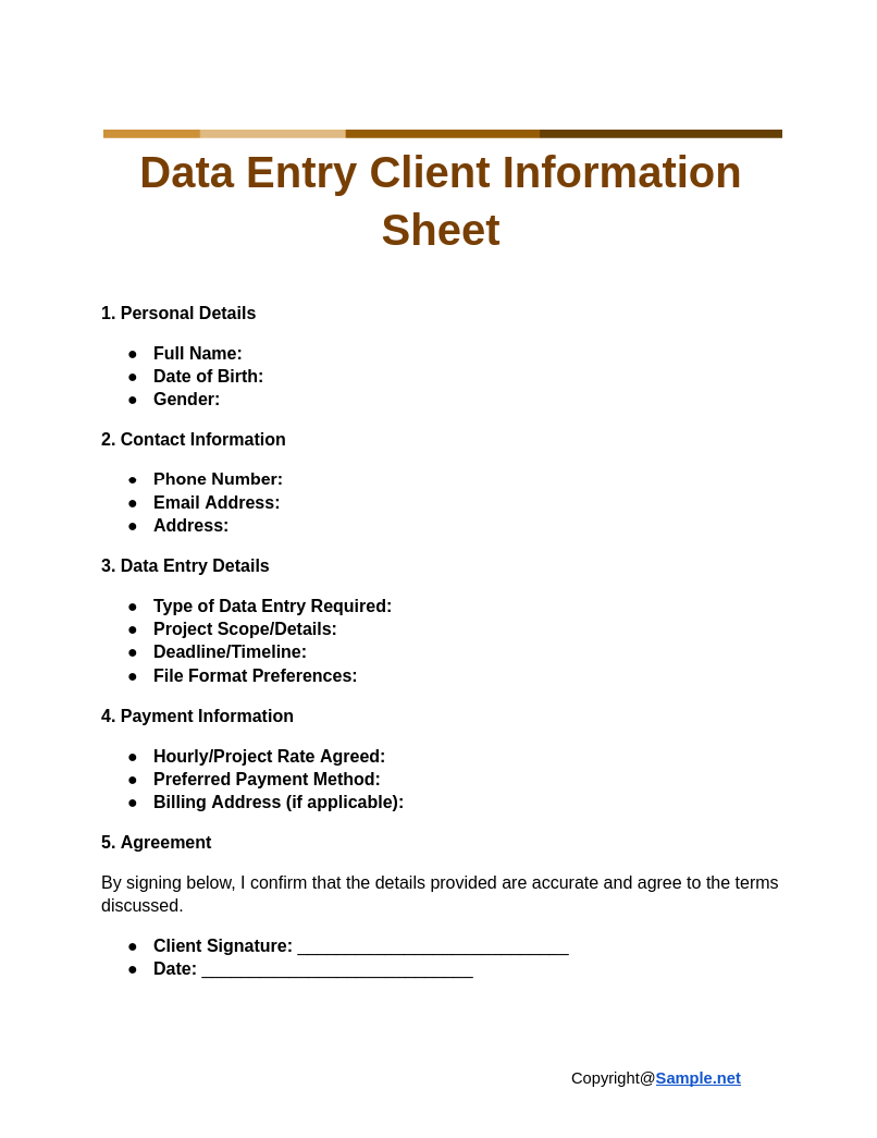 32 FREE Client Information Sheet Samples To Download