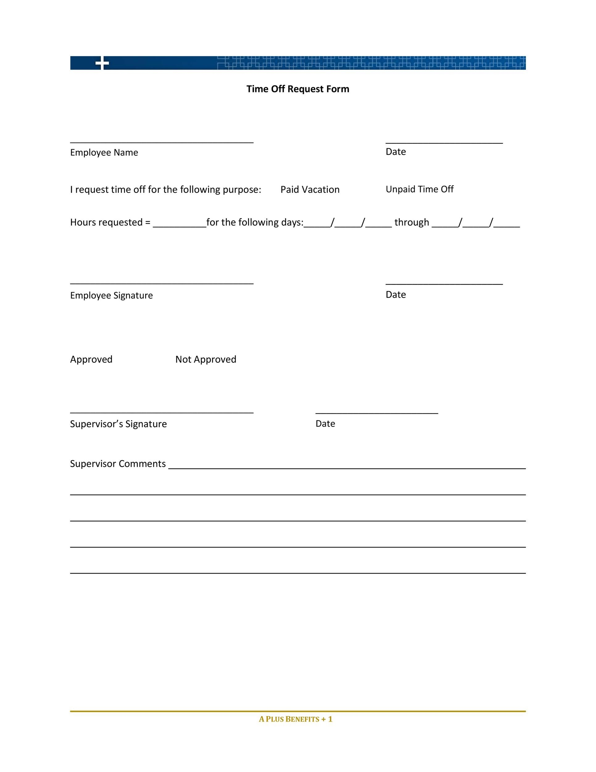 40 Effective Time Off Request Forms Templates TemplateLab