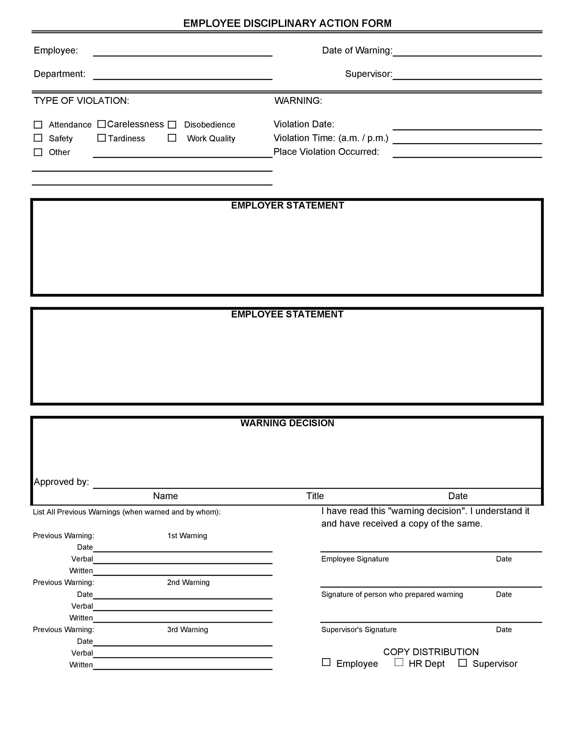 40 Employee Disciplinary Action Forms TemplateLab
