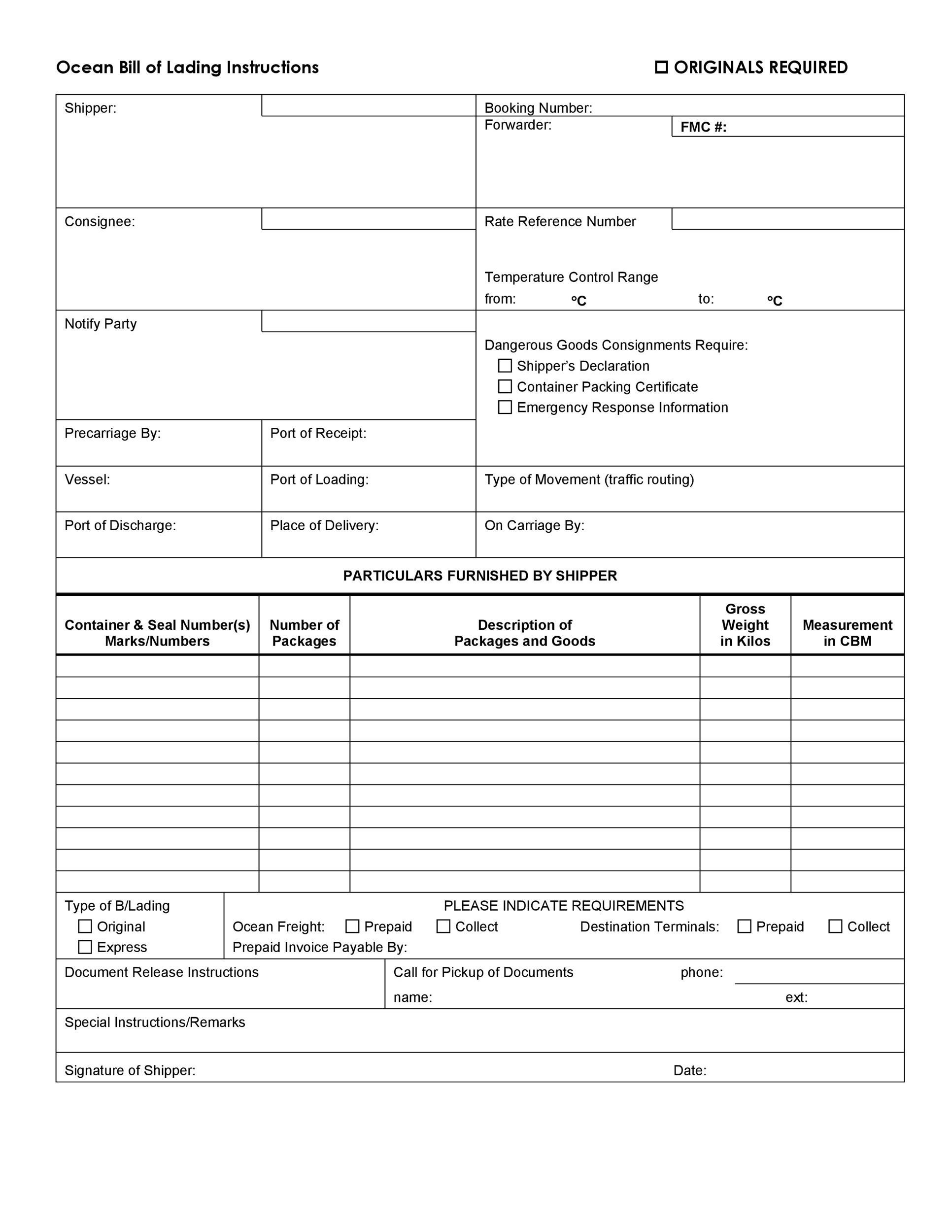 Printable Bol Form