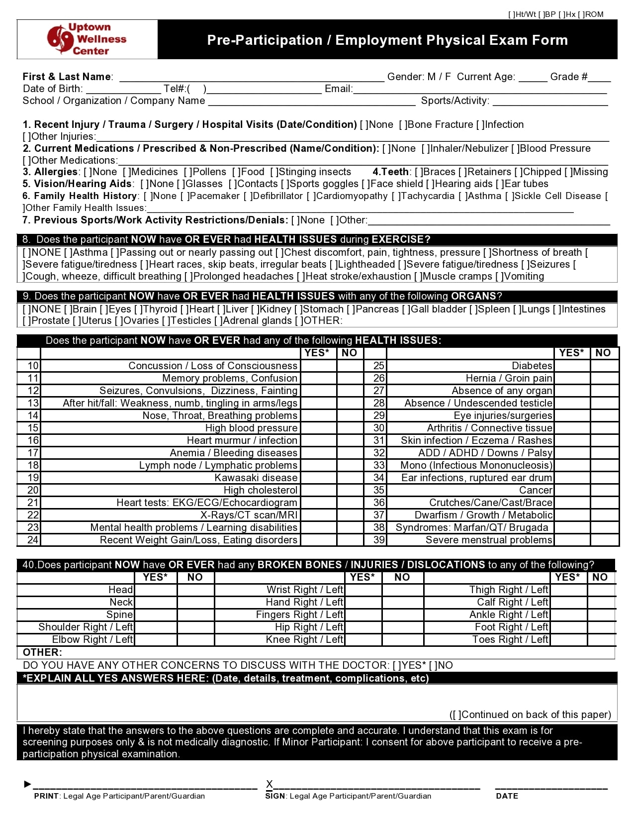 40 Printable Physical Forms For Work 100 Free TemplateArchive
