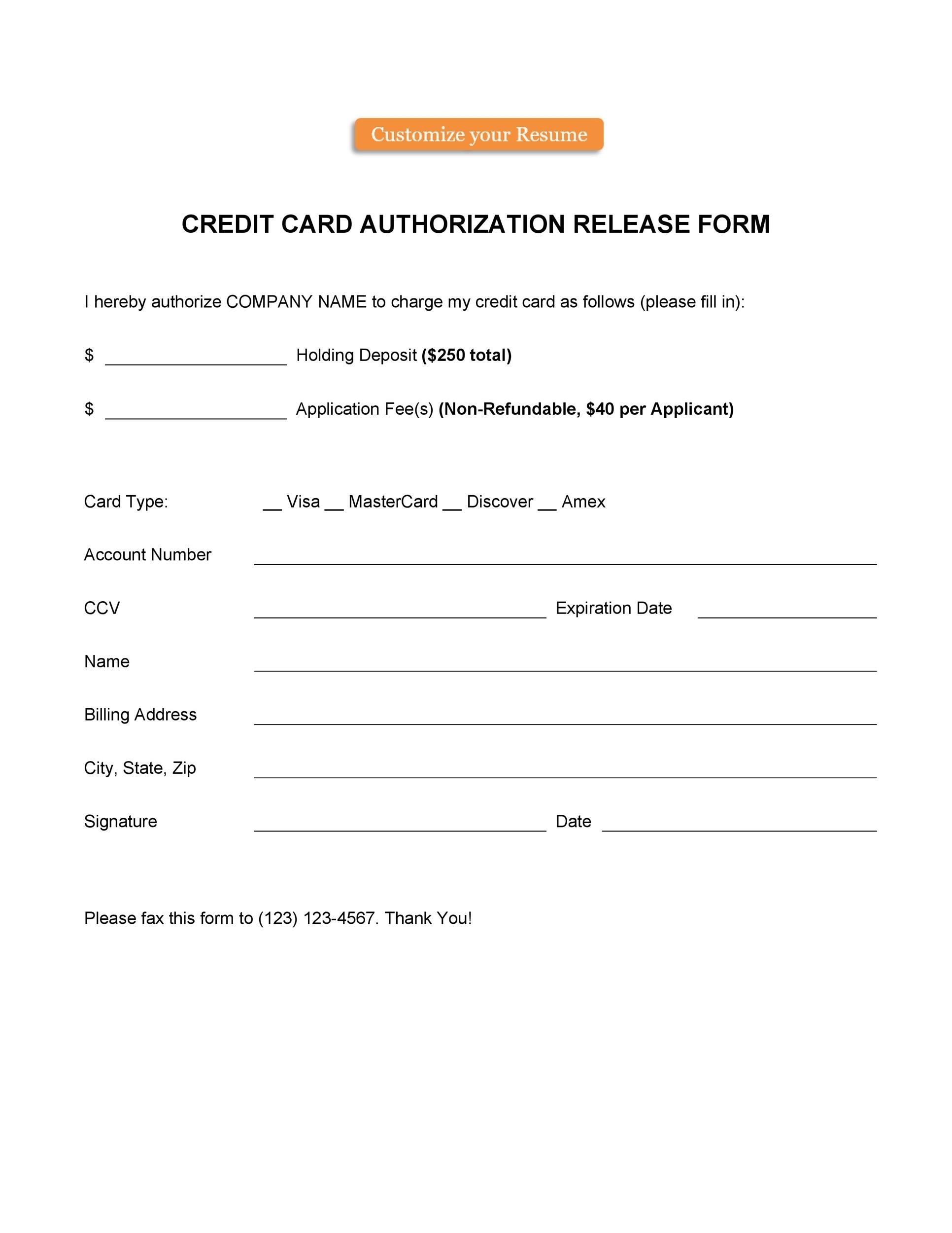 43 Credit Card Authorization Forms Templates Ready to Use 