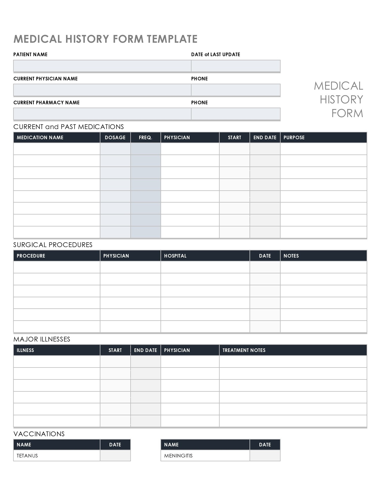 43 Medical Health History Forms PDF Word TemplateLab