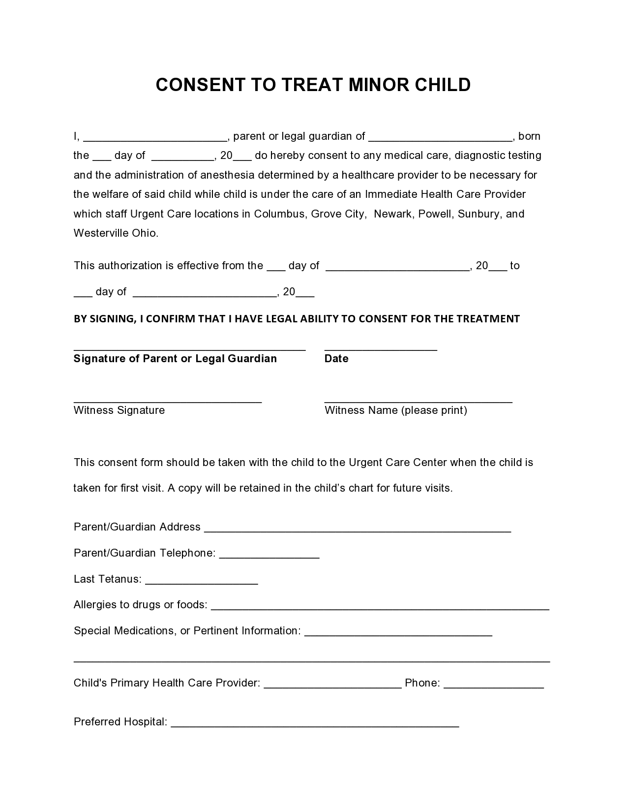Printable Medical Release Forms