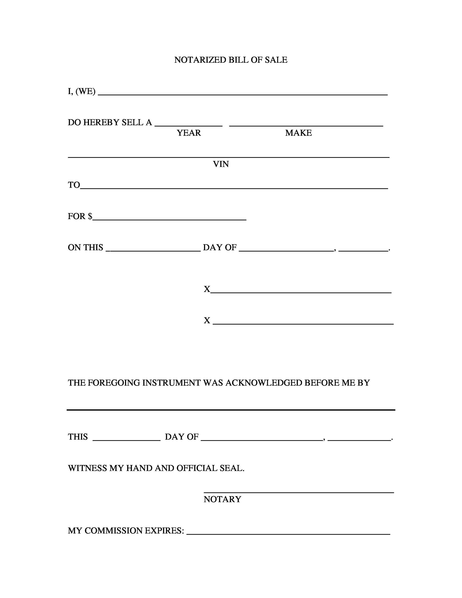 Free Printable Bill Sale Form