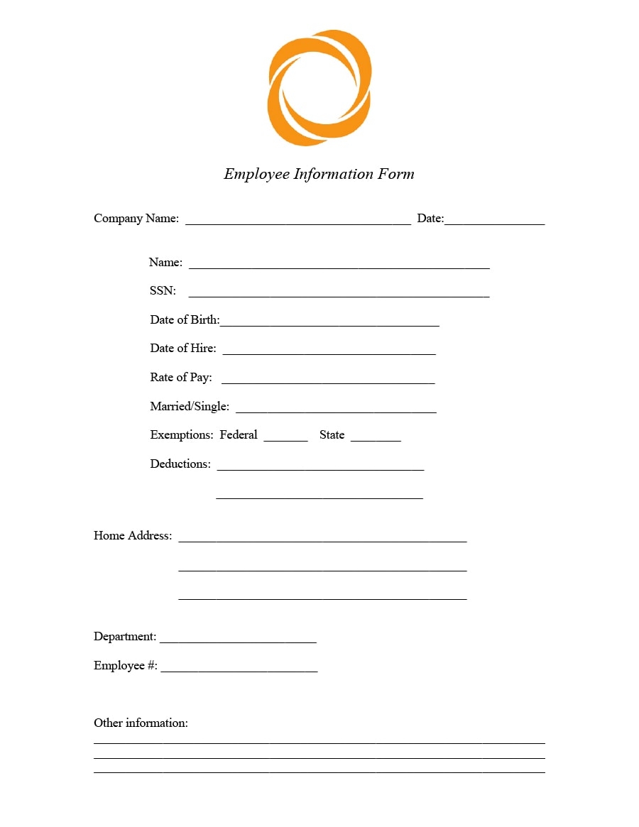 47 Printable Employee Information Forms Personnel Information Sheets 