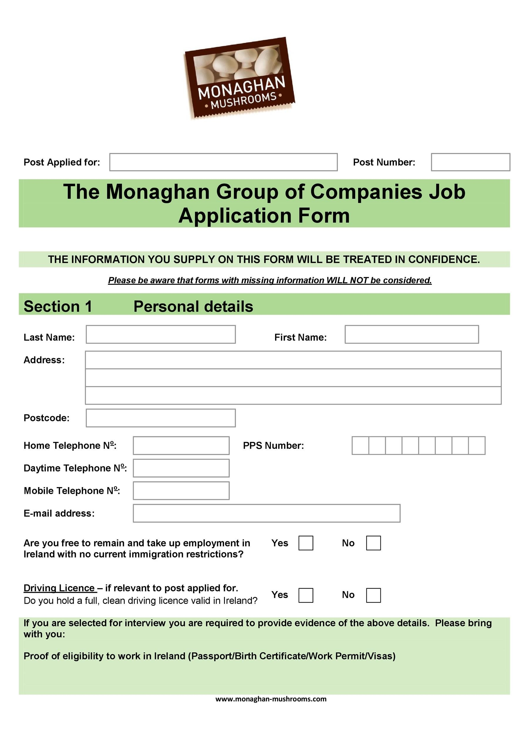 50 Free Employment Job Application Form Templates Printable TemplateLab