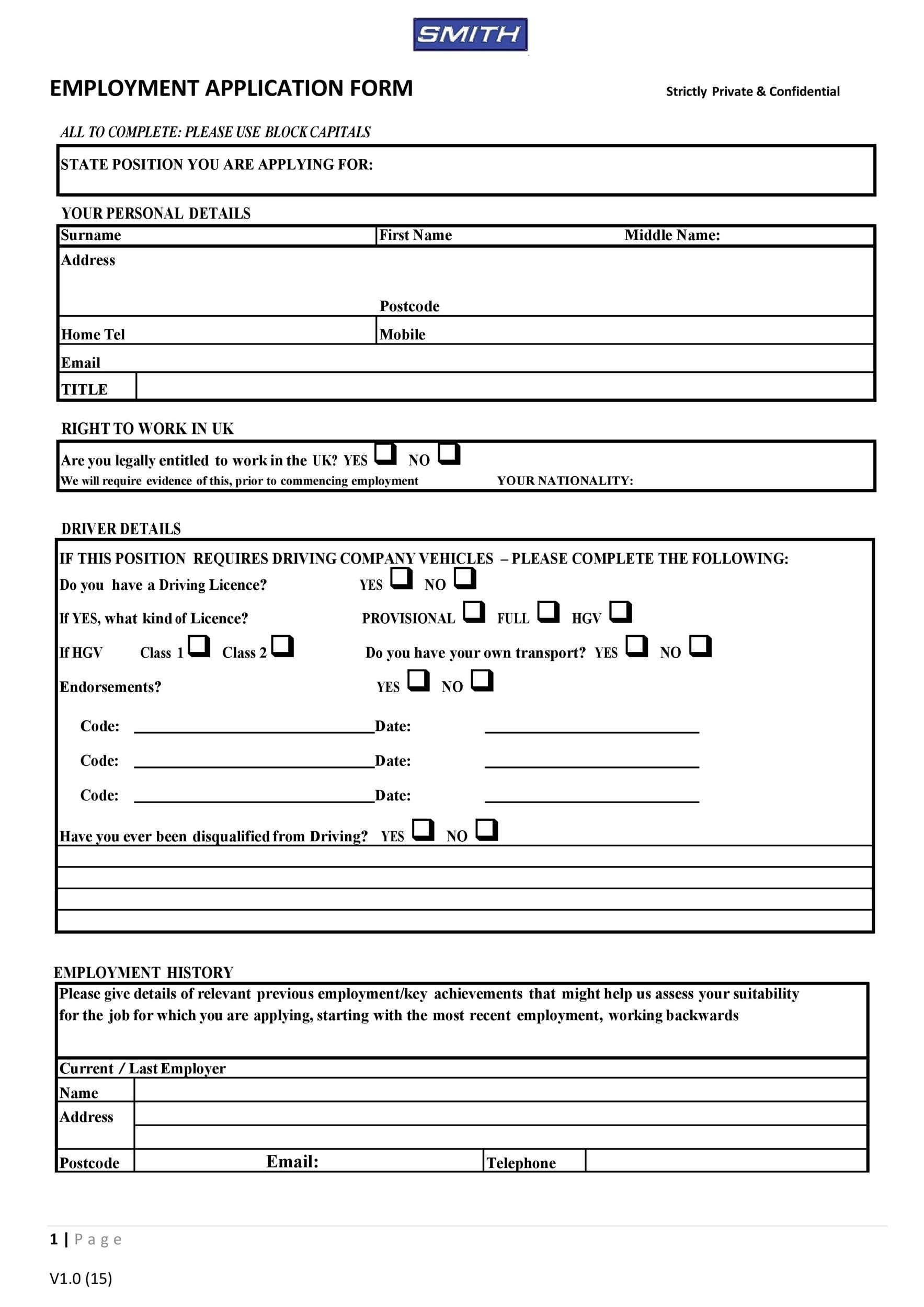 Free Printable Application Forms