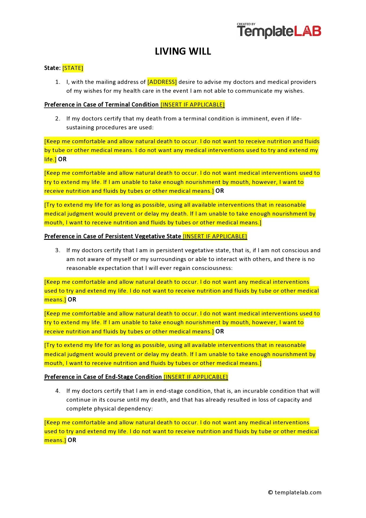 50 Free Living Will Templates Forms Word TemplateLab
