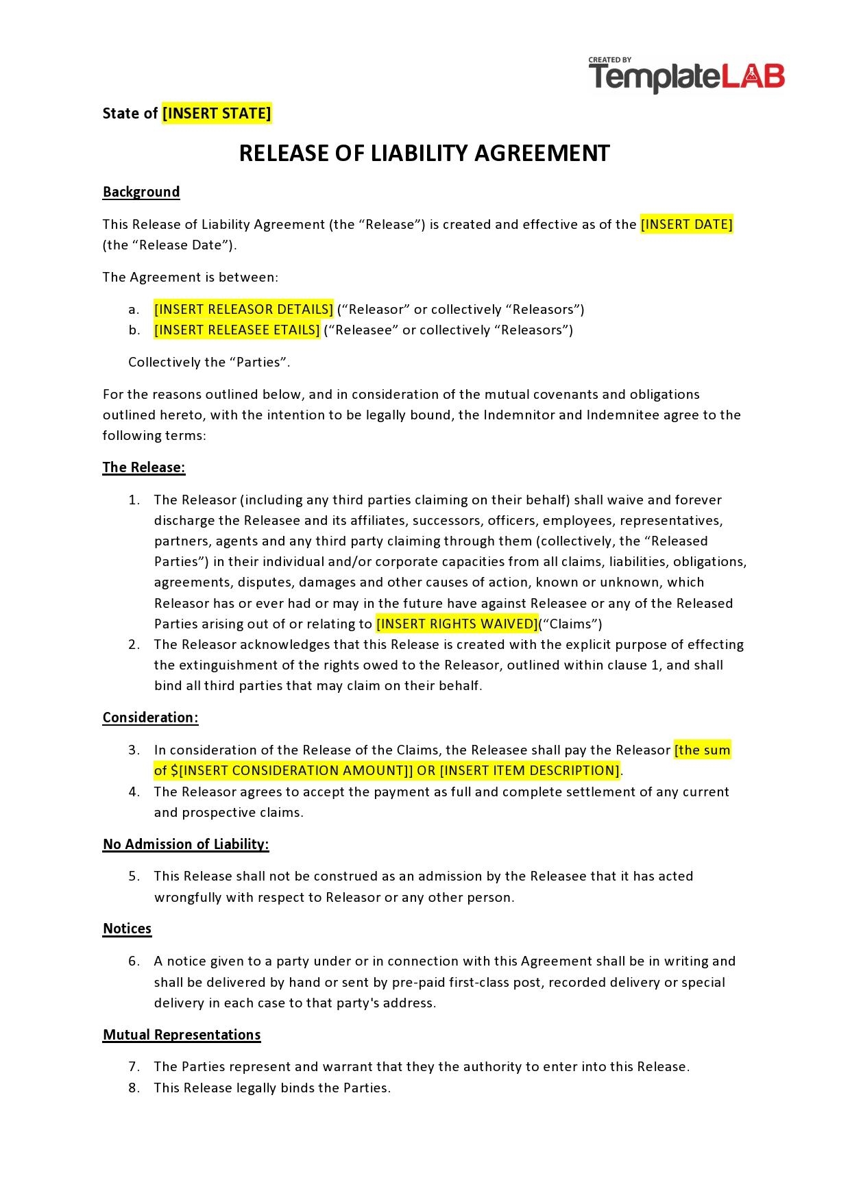 Printable Waiver Form
