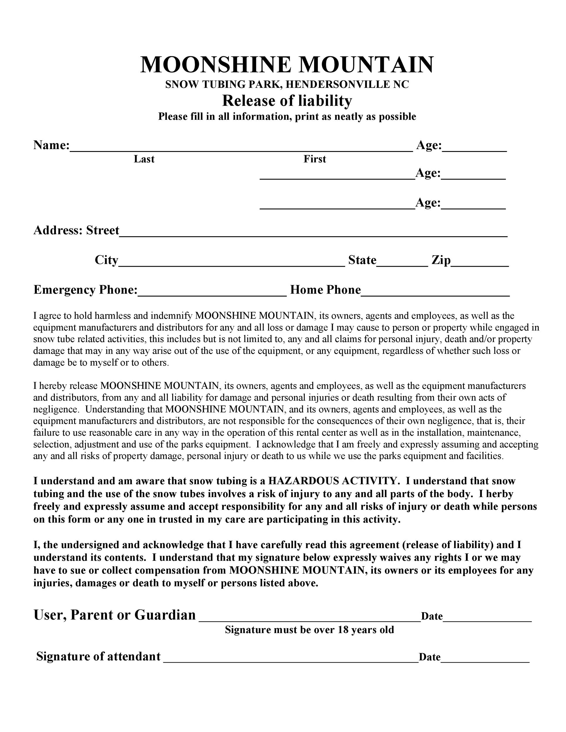 Generic Printable Waiver Form