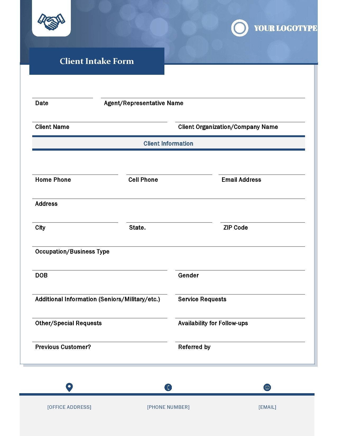 56 Printable Client Intake Forms FREE Templates TemplateLab