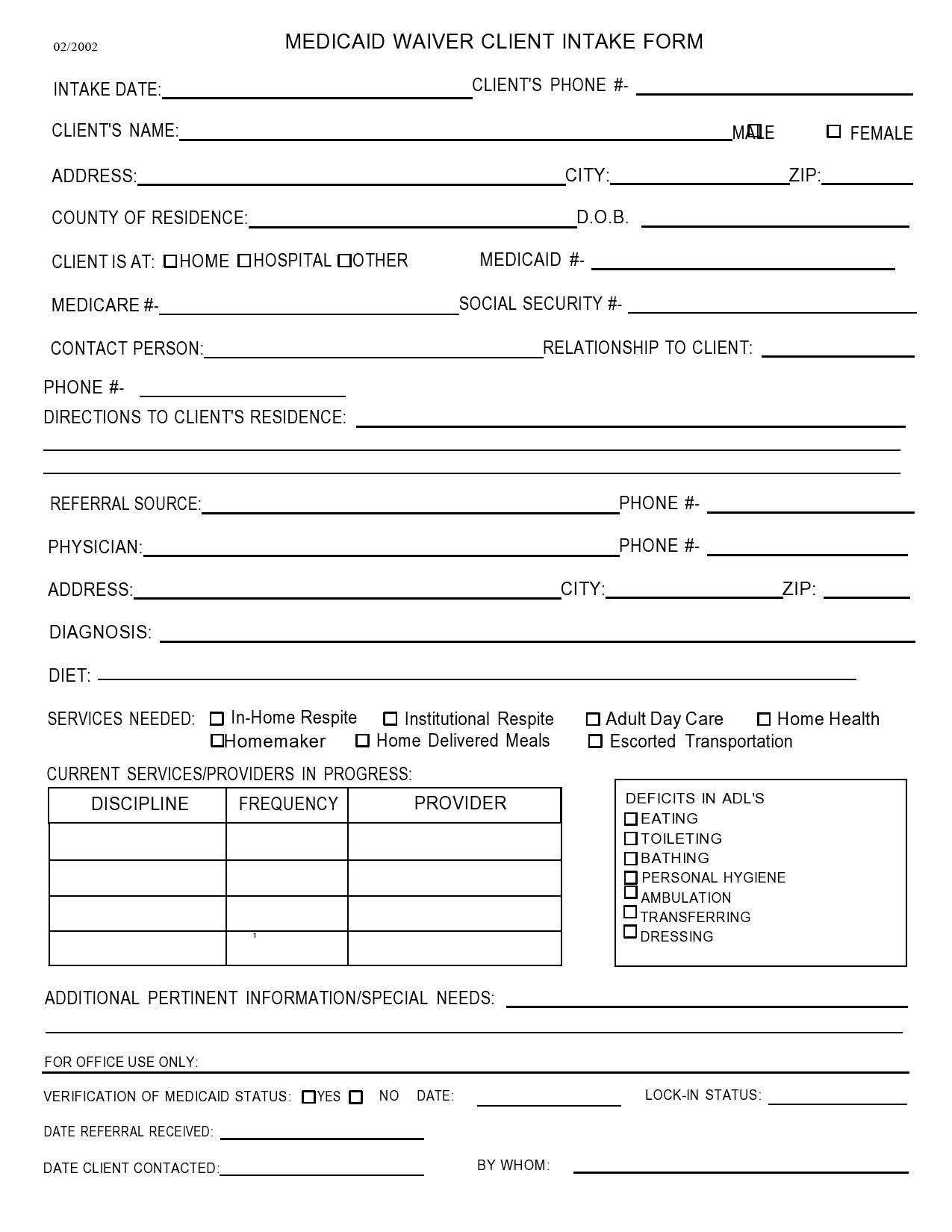 56 Printable Client Intake Forms FREE Templates TemplateLab