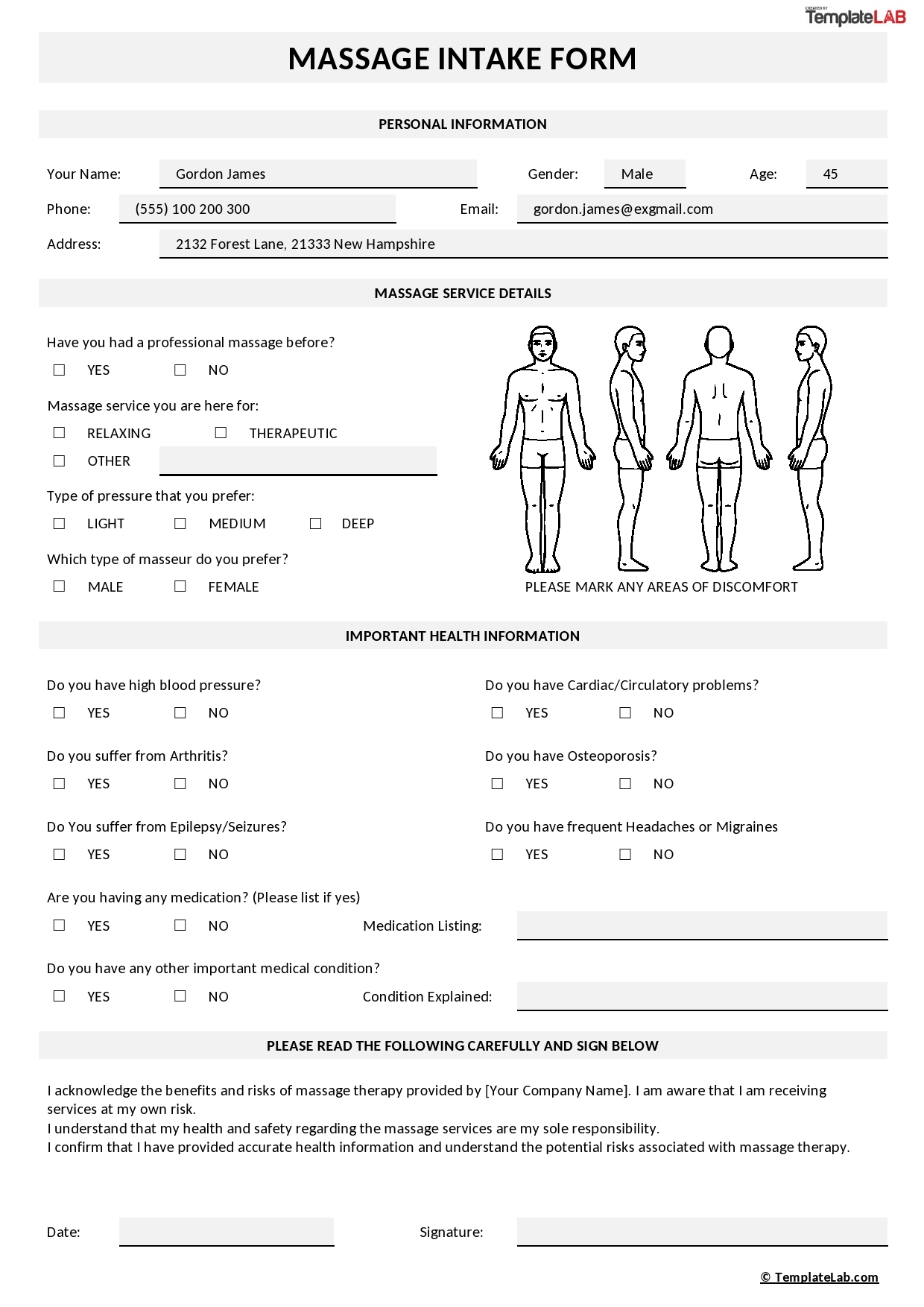 56 Printable Client Intake Forms FREE Templates TemplateLab