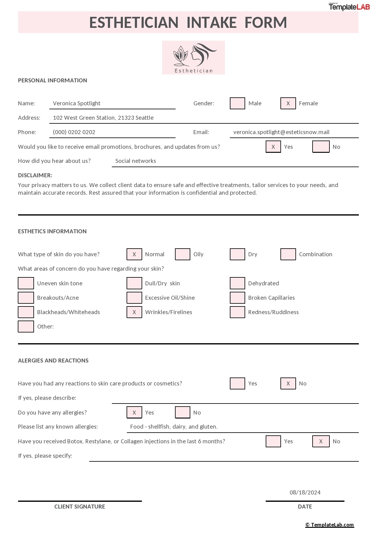 Printable Pdf Printable Massage Intake Form
