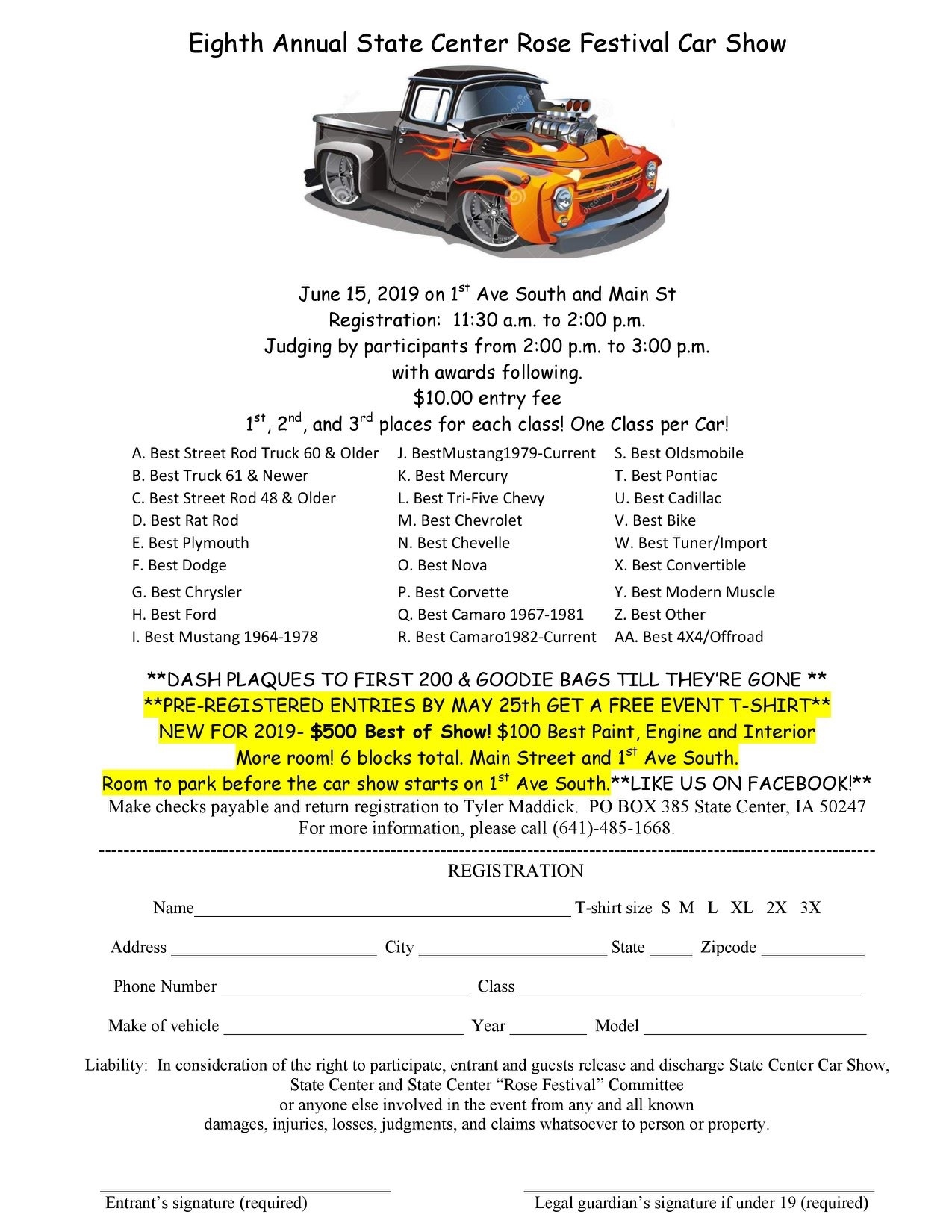 8th Annual Rose Festival Car Show Registration Form 67th Annual Rose Festival