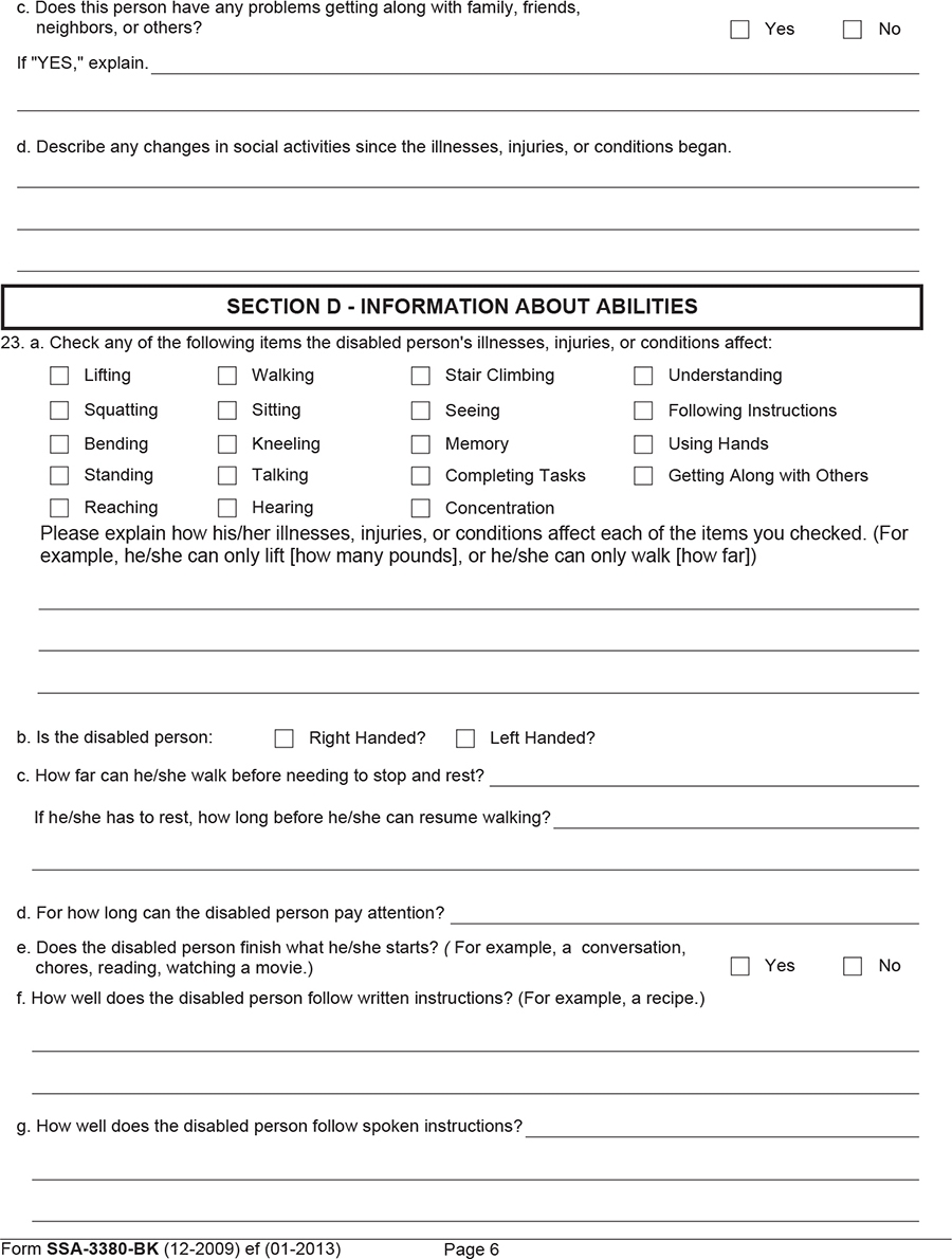 Appendix C Selected Forms Informing Social Security s Process For Financial Capability Determination The National Academies Press