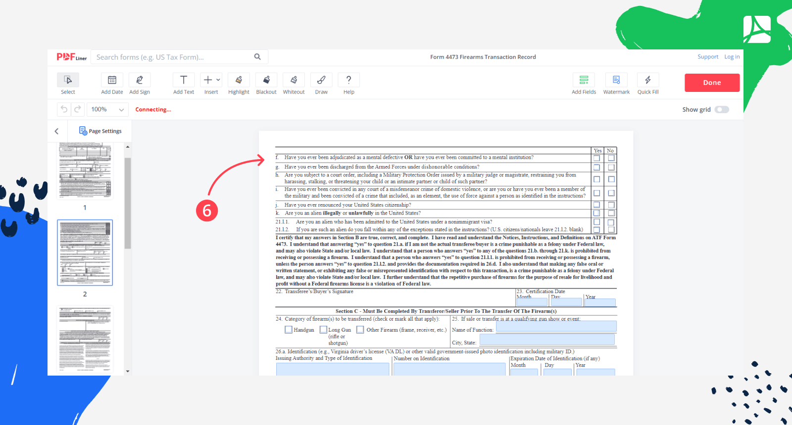 ATF Form 4473 Firearms Transaction Record PDFliner