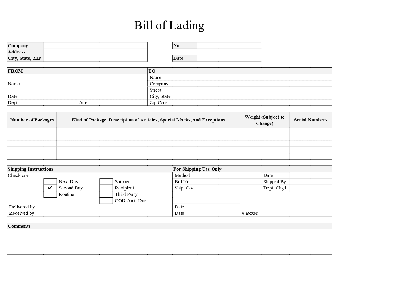 Bill Of Lading Template ONLYOFFICE ONLYOFFICE