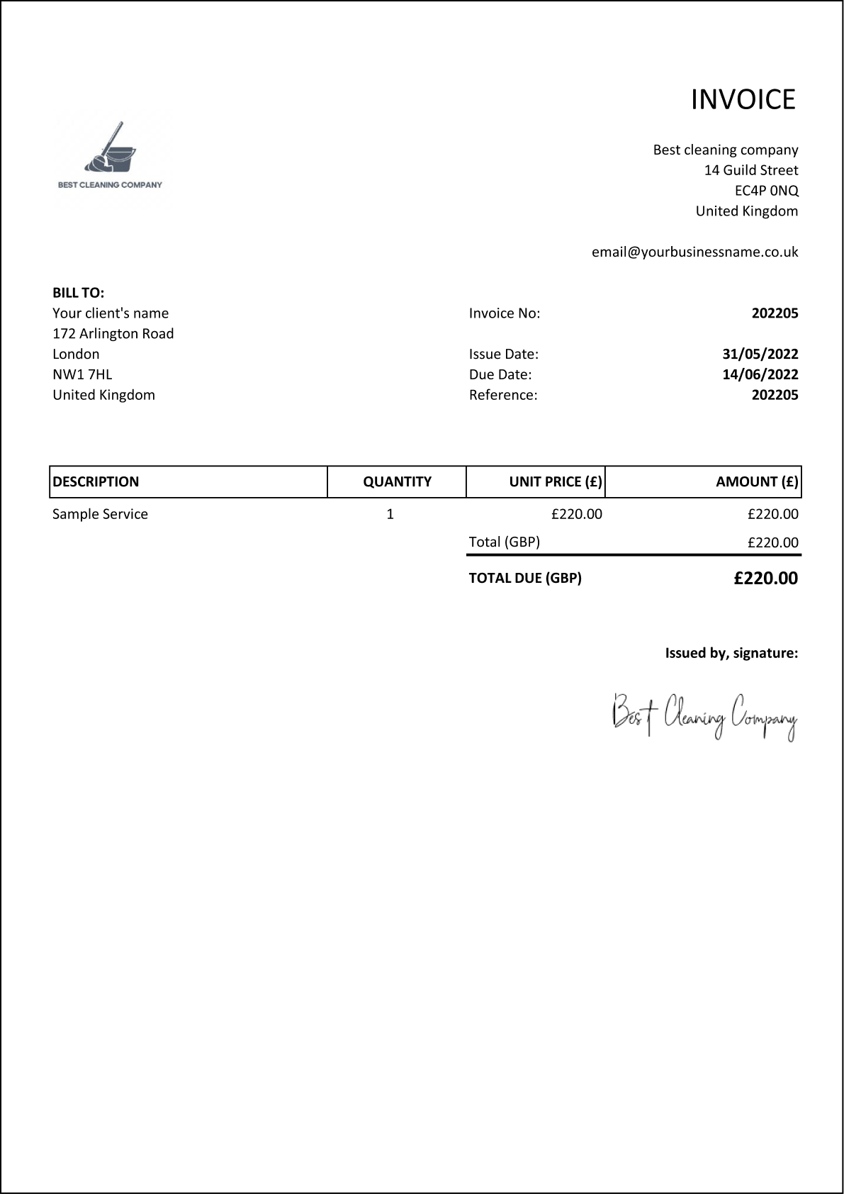 Blank Invoice Template Free Download Billdu
