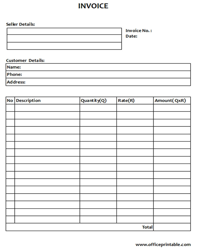 Blank Invoice Template Www officeprintable