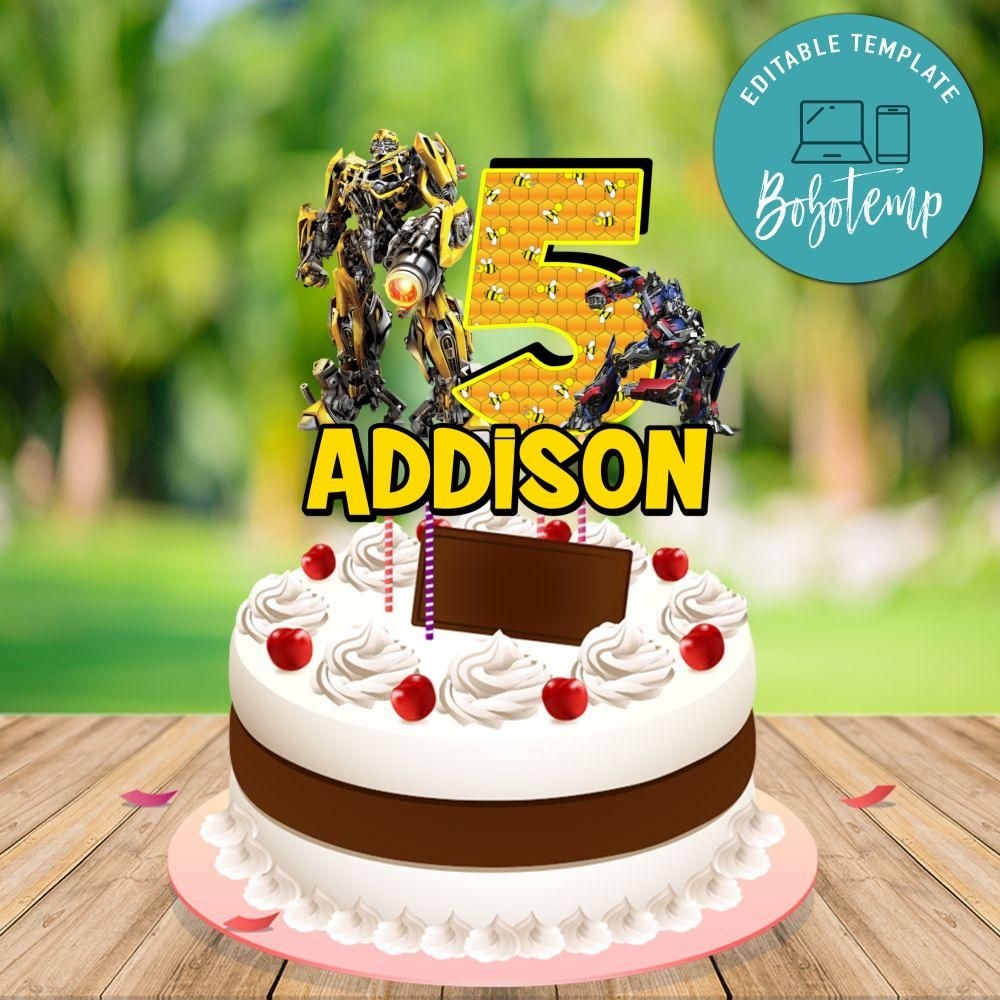 Bumblebee Transformers Birthday Cake Topper Template Printable Bobotemp