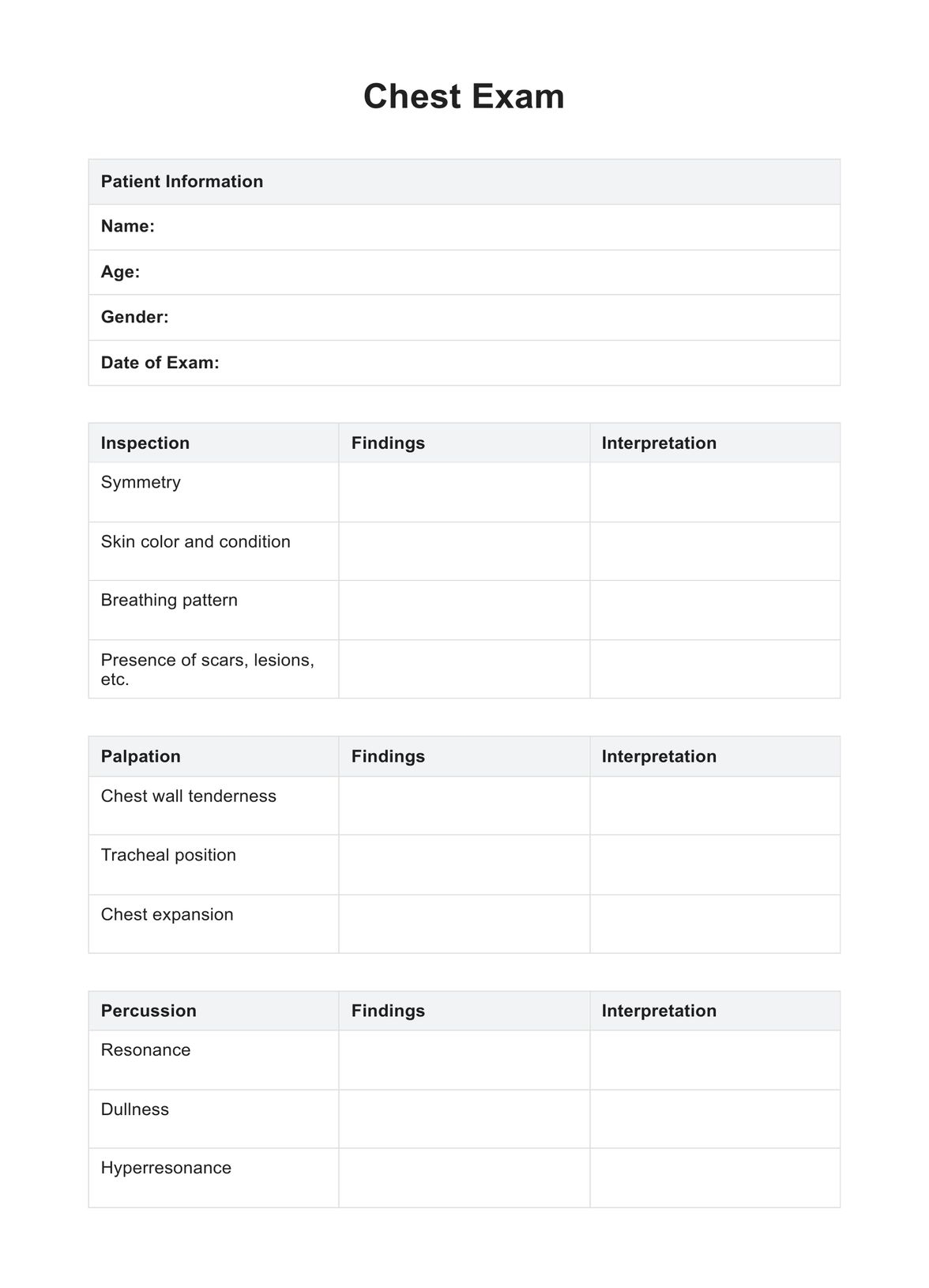 Chest Pain Workup Example Free PDF Download