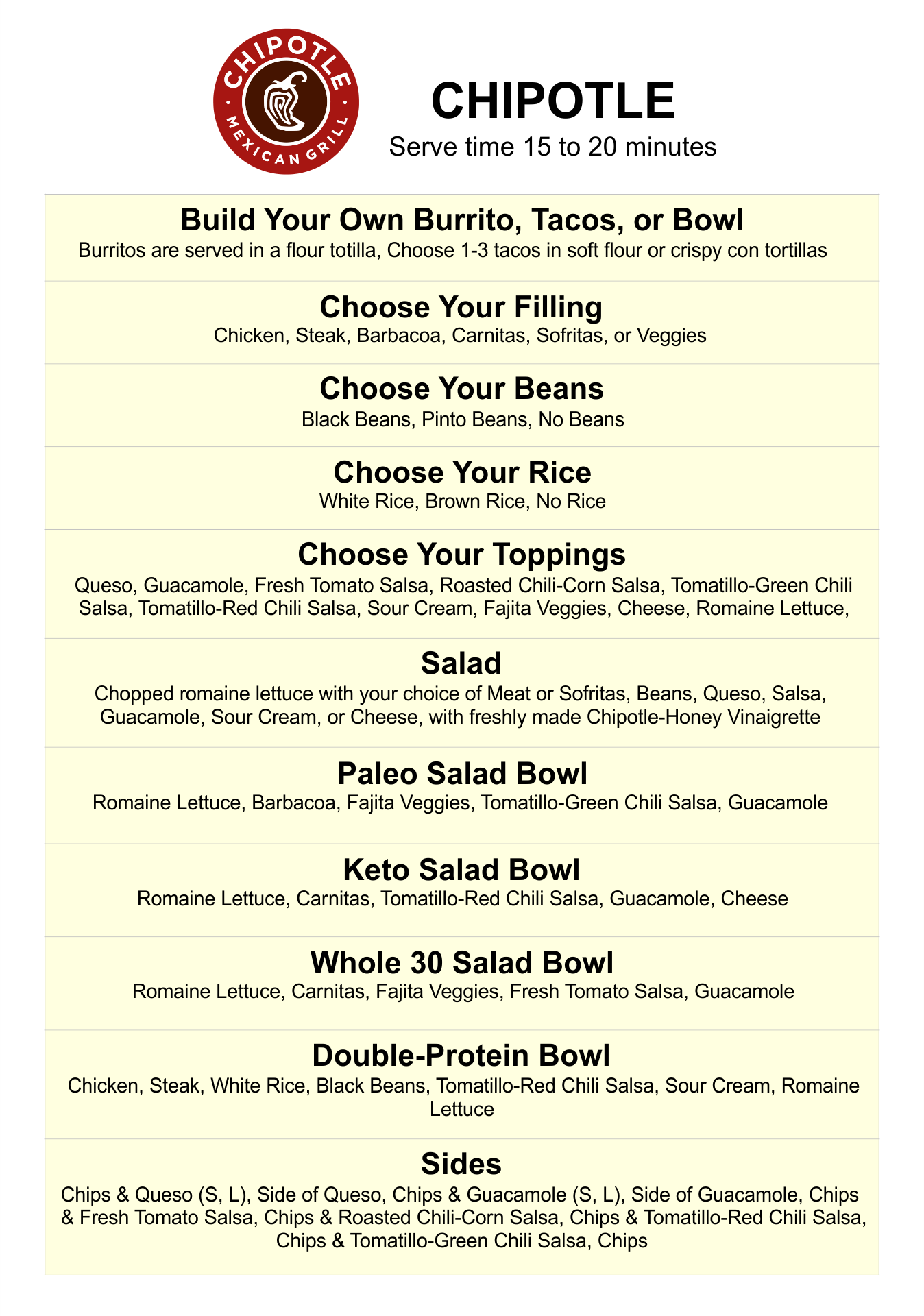 Chipotle Menu Pdf New Arrivals