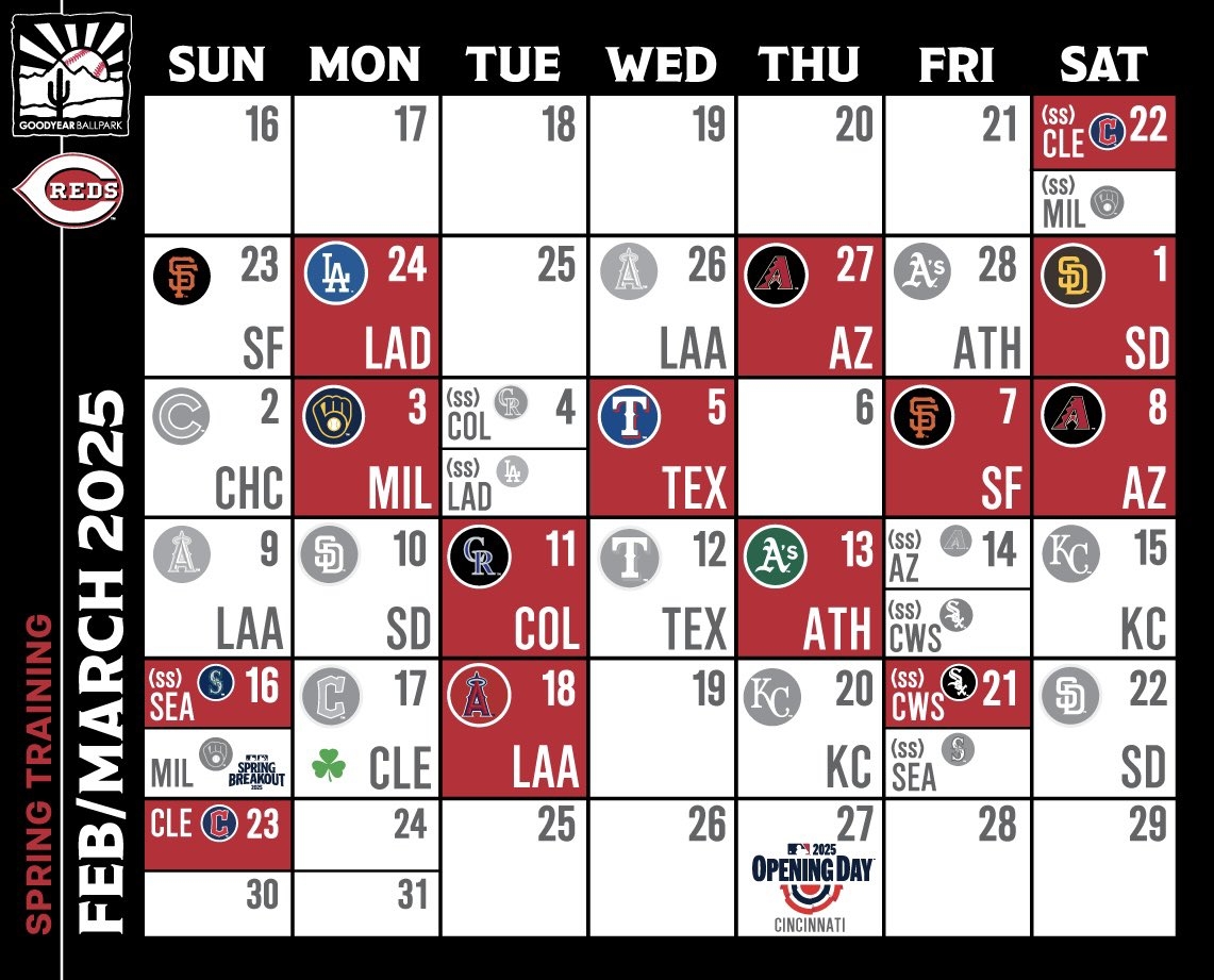 Cincinnati Reds On X You Know Where We ll Be This Spring The Reds 2025 Spring Training Schedule Is Here RedsST Https t co Zk1VuAxnXW X