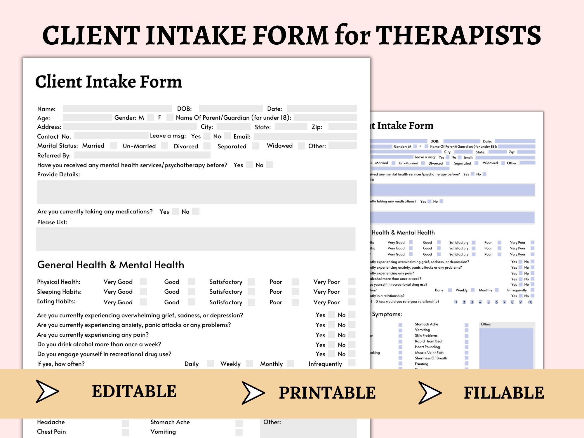 Free Printable Counseling Intake Forms