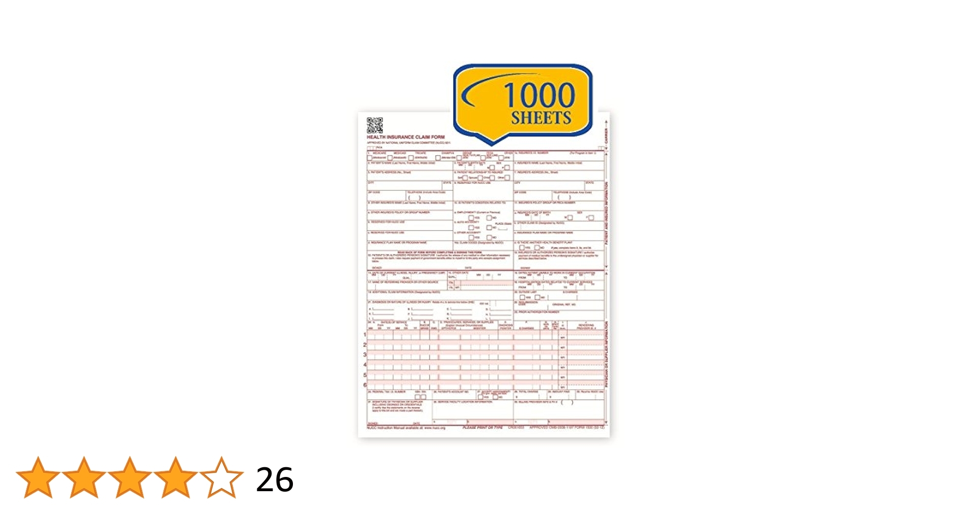 CMS 1500 Application Forms Current HCFA 02 2012 Version Health Insurance Application Forms For Medical Facilities And Hospitals Compatible With Laser And Inkjet Printers 8 5 Amazon de Stationery Office Supplies