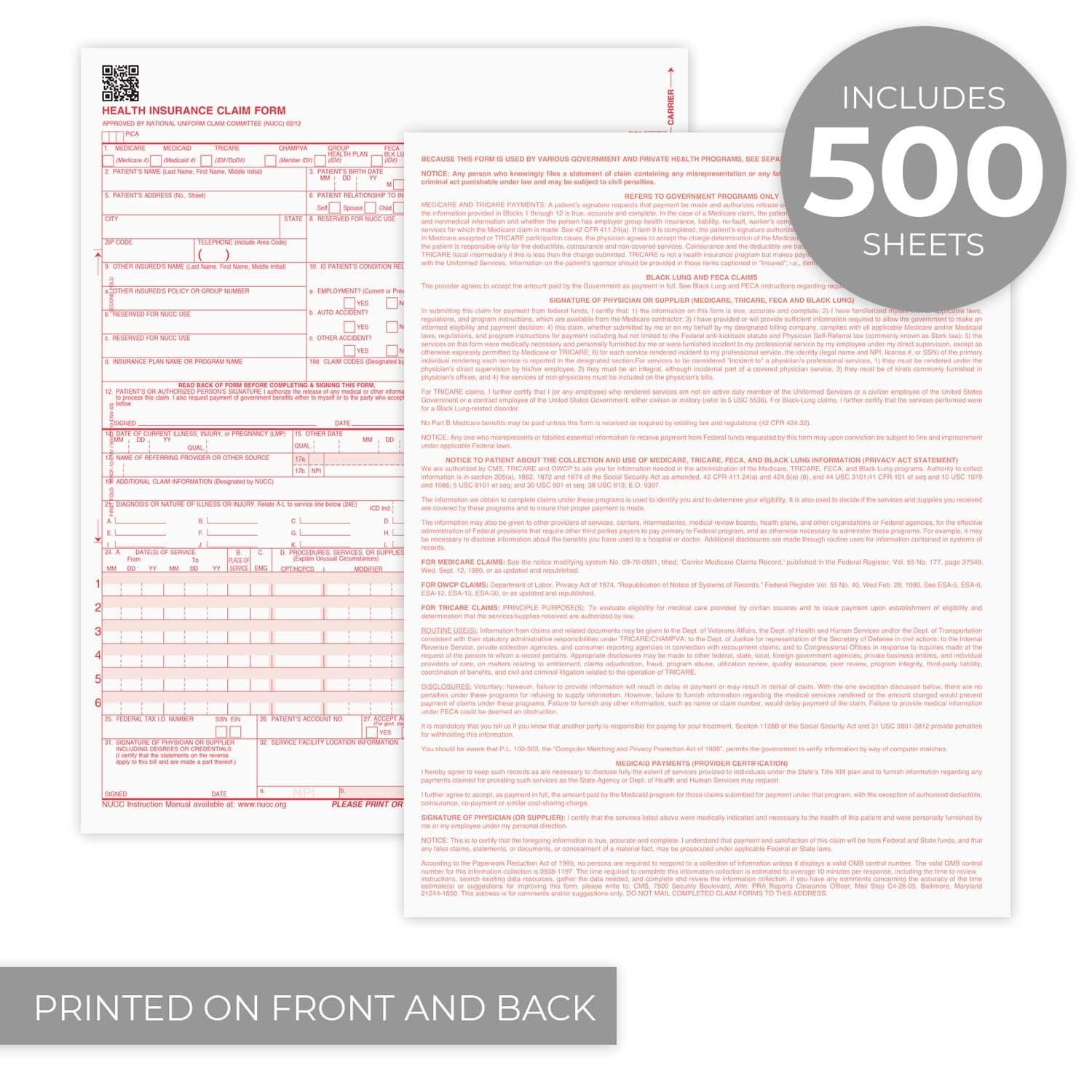 1500 Claim Form Printable