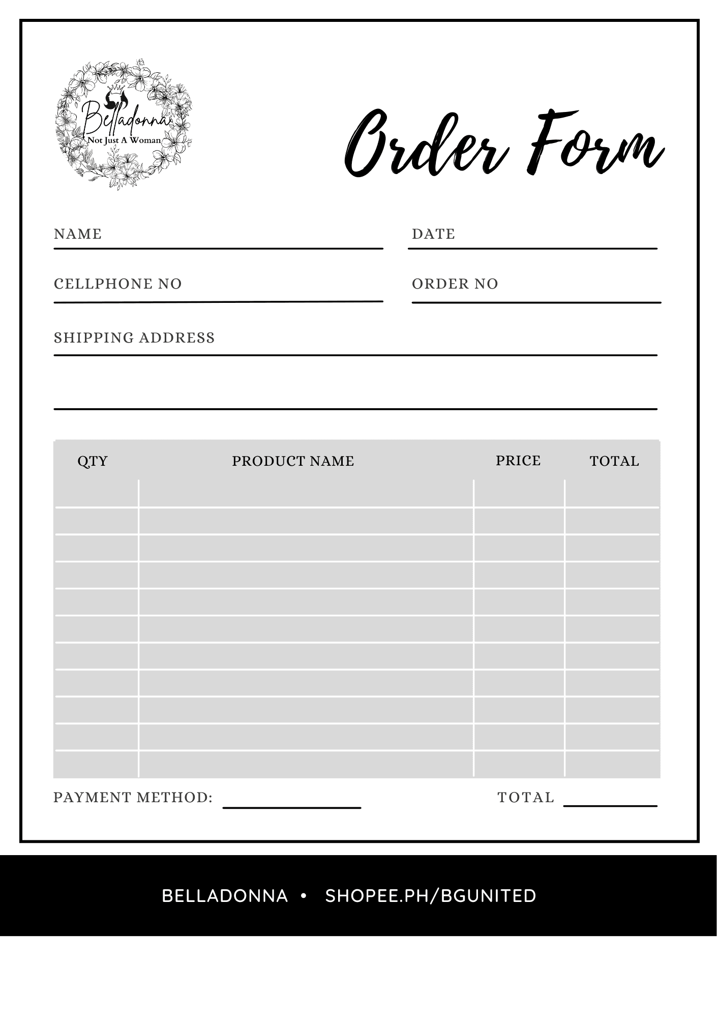 Small Business Free Printable Order Forms