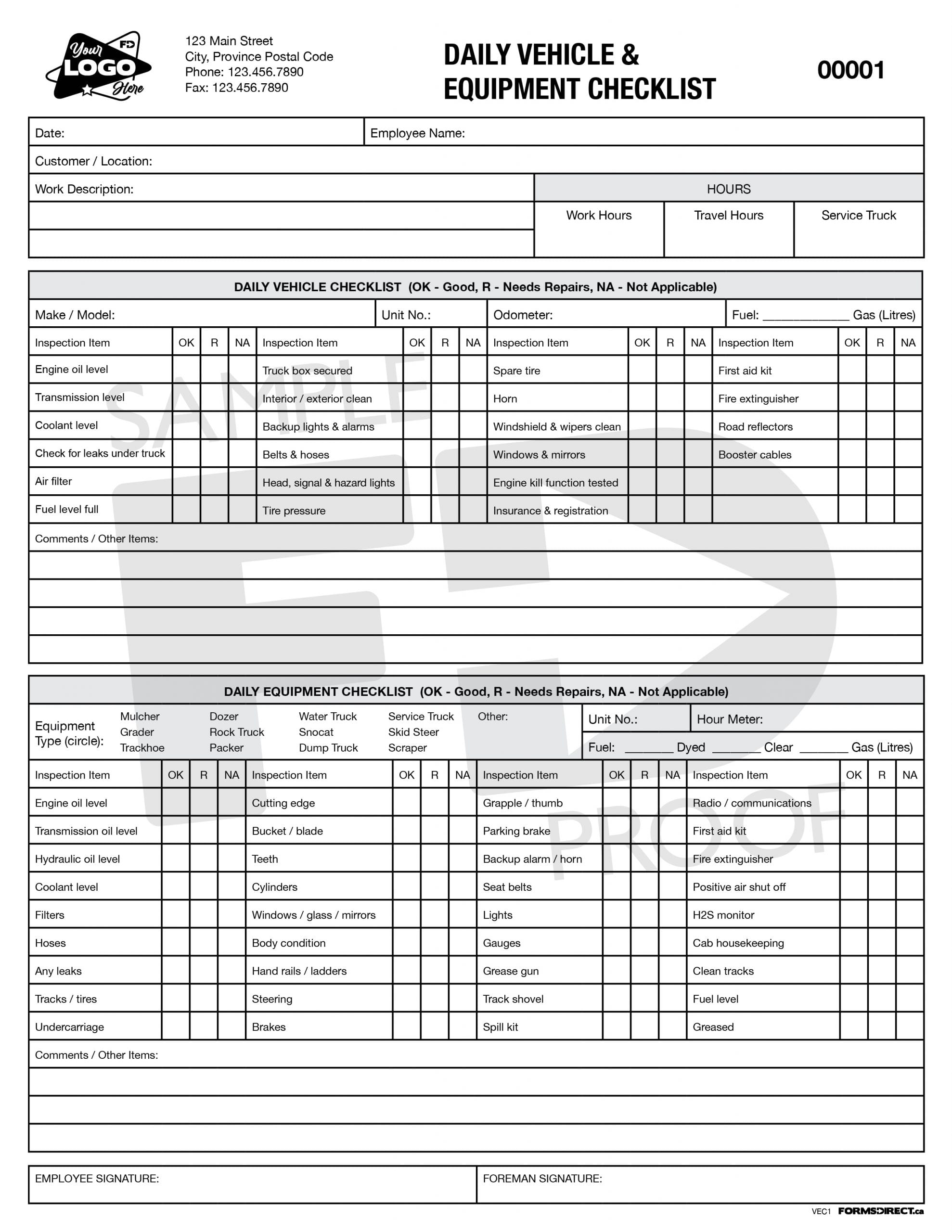 Printable Truck Inspection Form Pdf