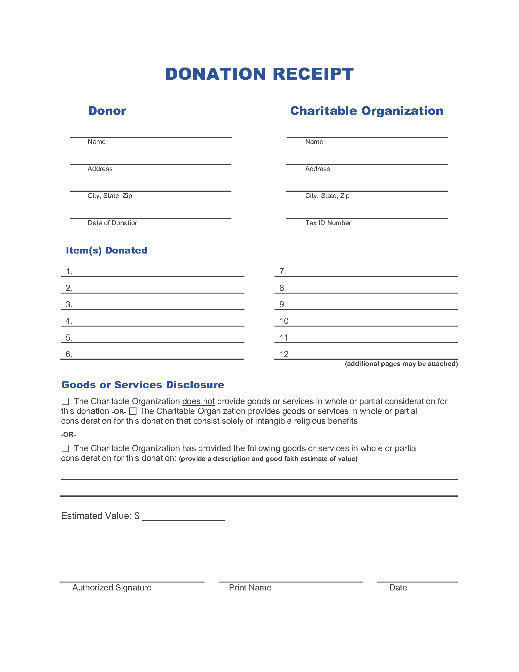 Printable Donation Form Pdf